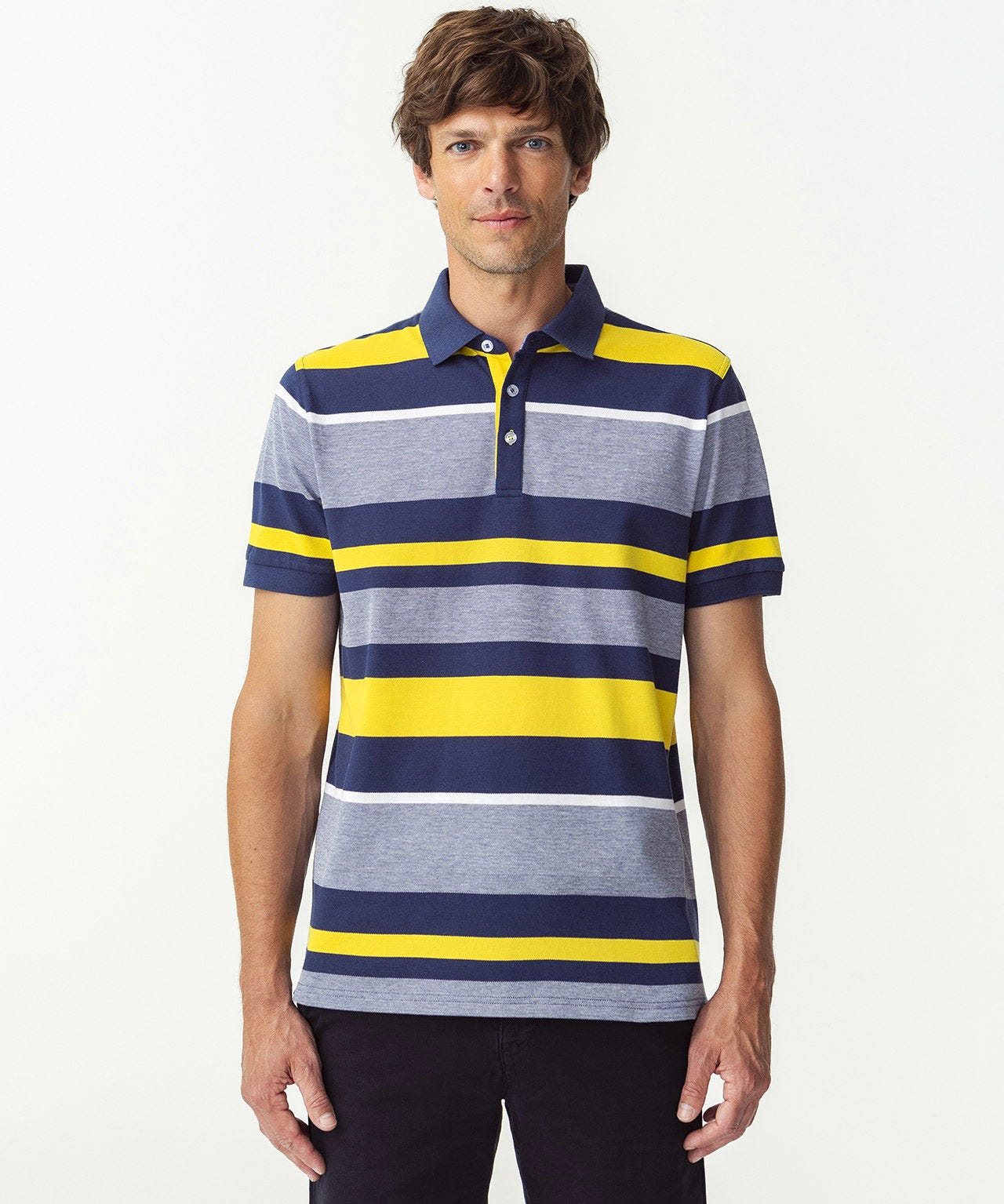 Polo maille piquée rayé