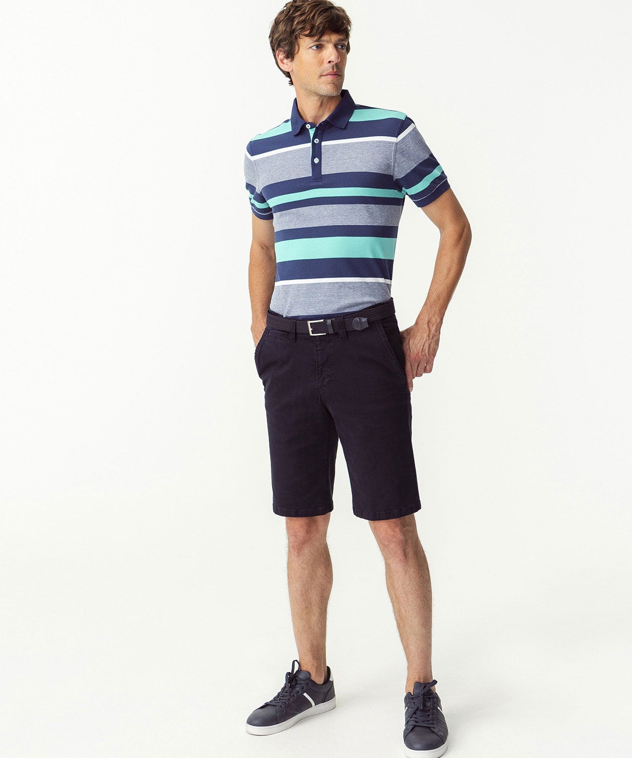 Polo maille piquée rayé