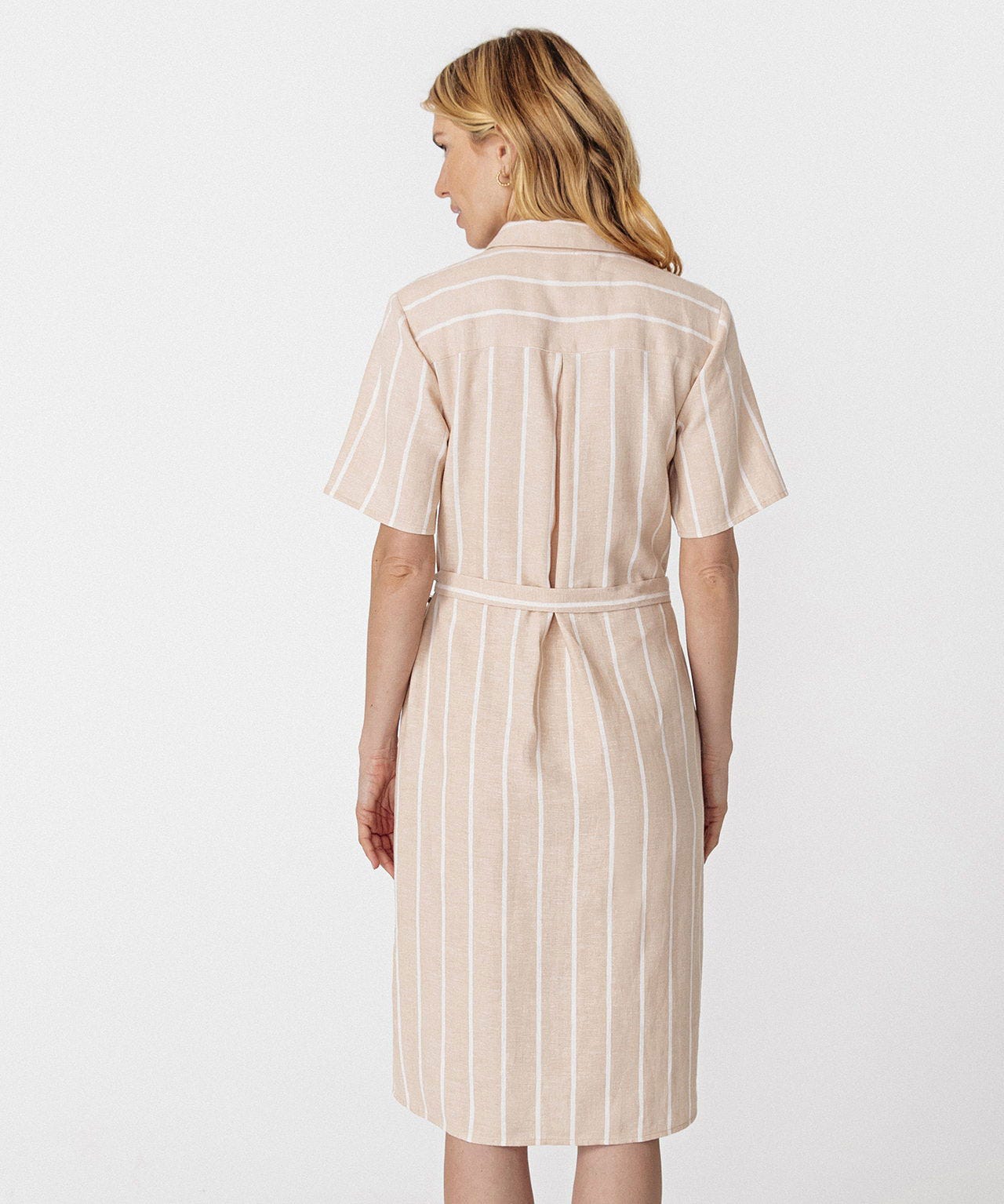 Robe-chemise mélange lin