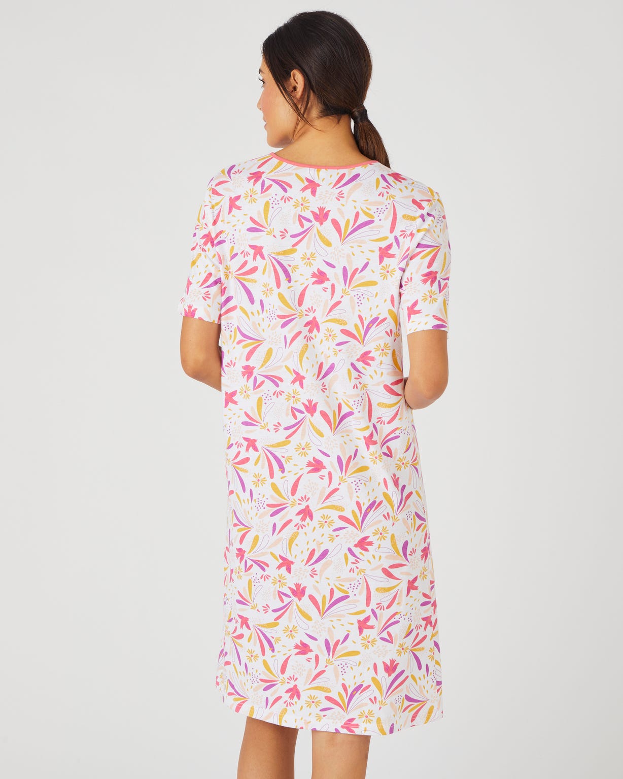Chemise de nuit maille jersey graphique pur coton peigné