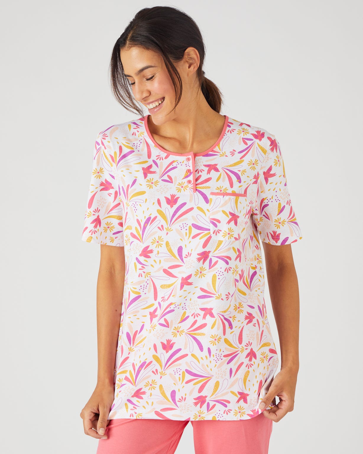 Pyjacourt maille jersey graphique pur coton peigné