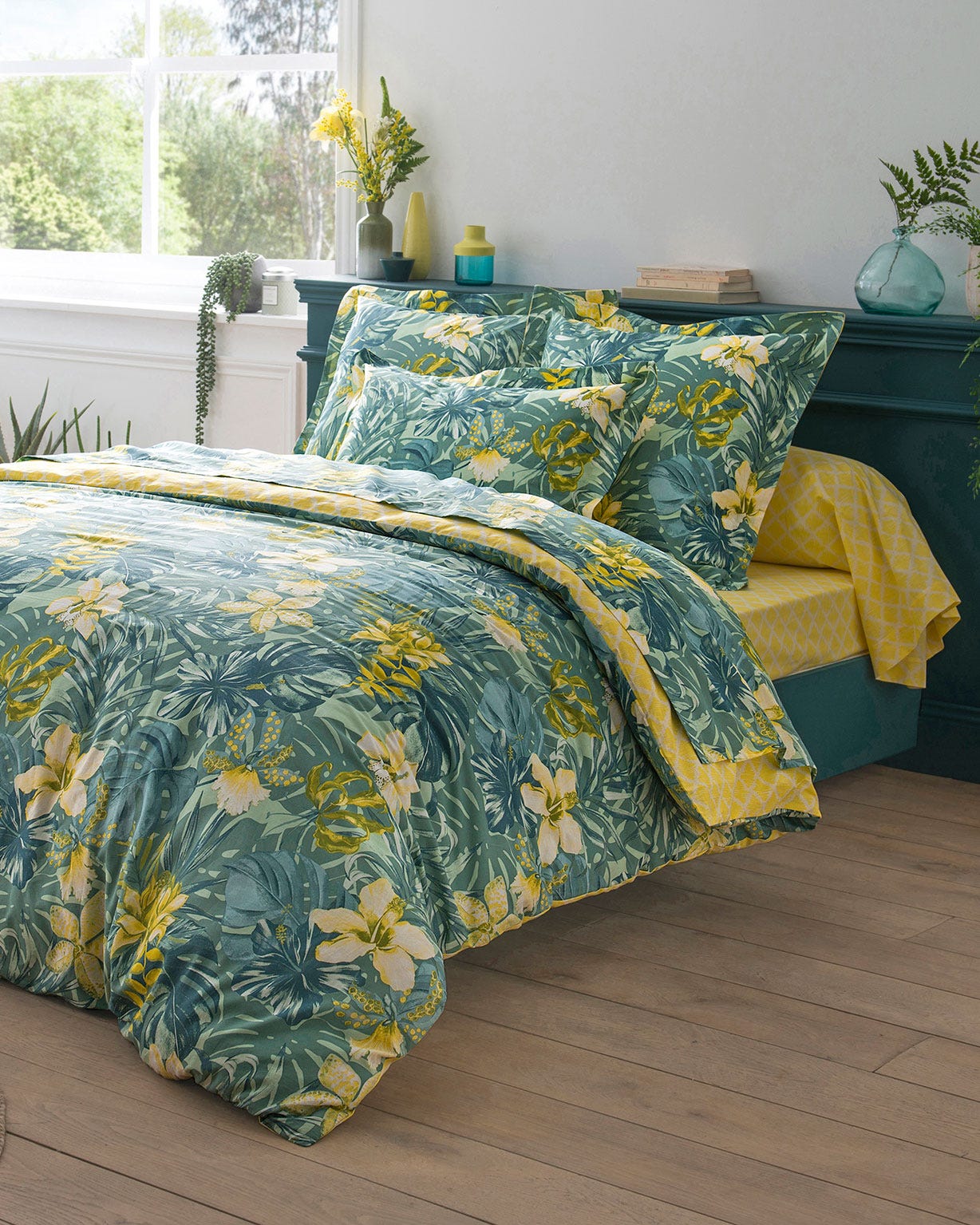 Housse de couette imprimée Fleurs exotiques