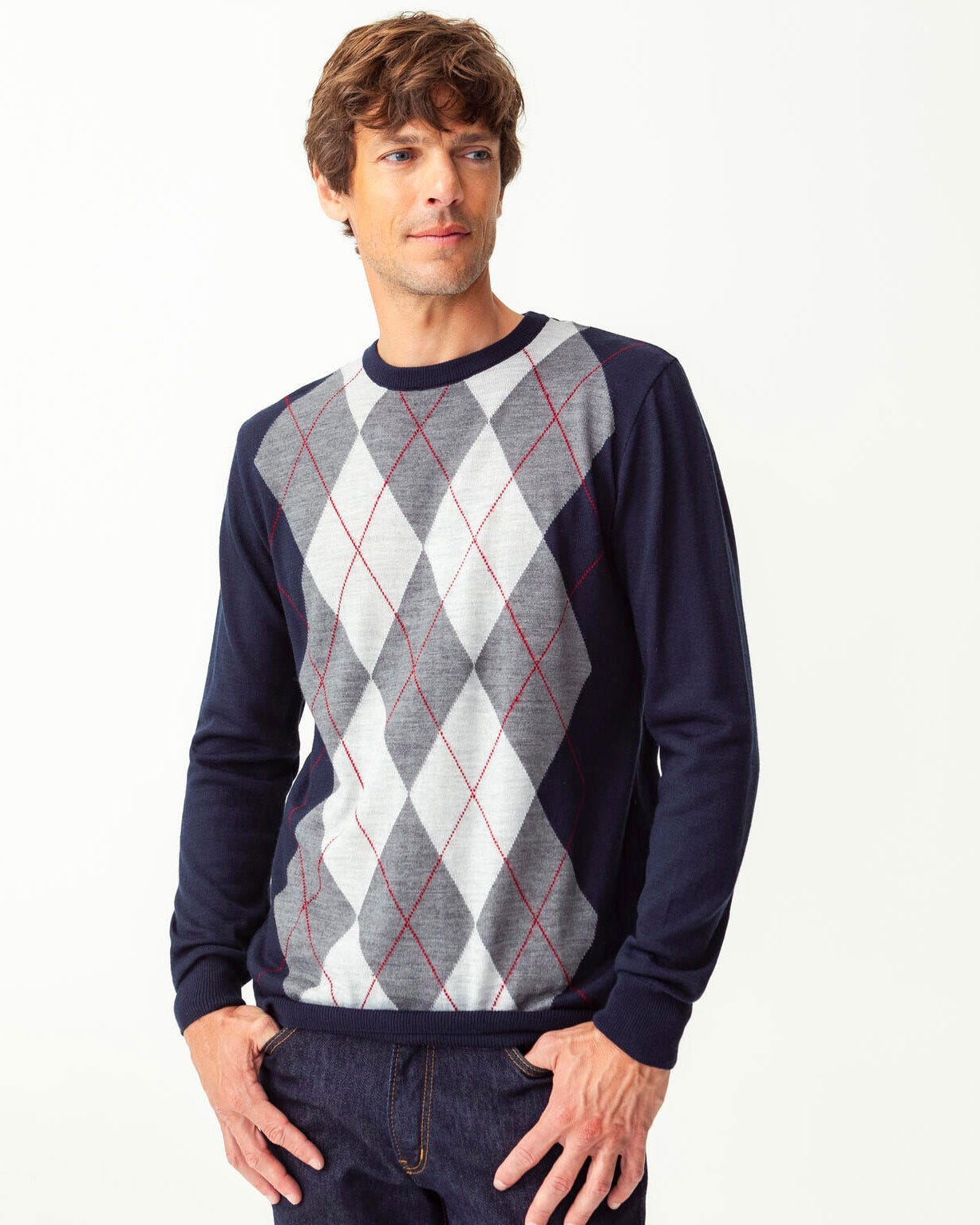 Pull jacquard mélange laine