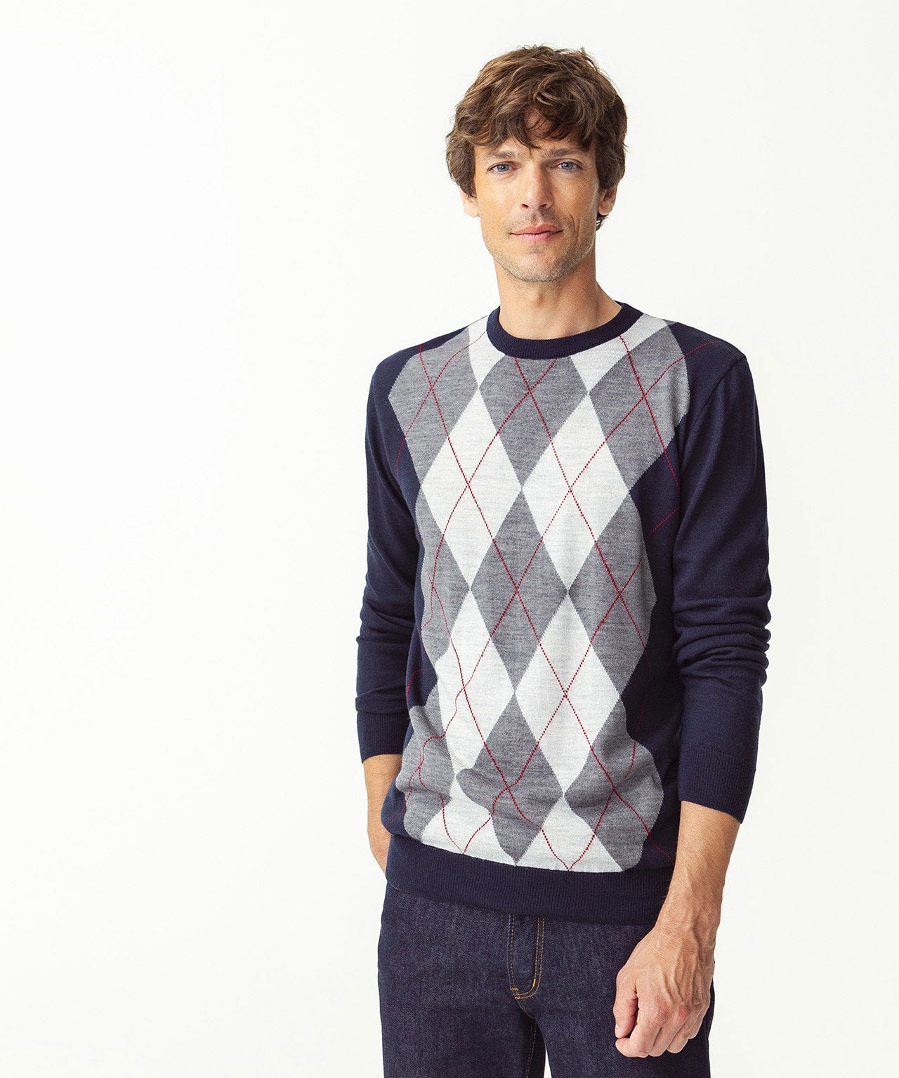 Pull jacquard mélange laine