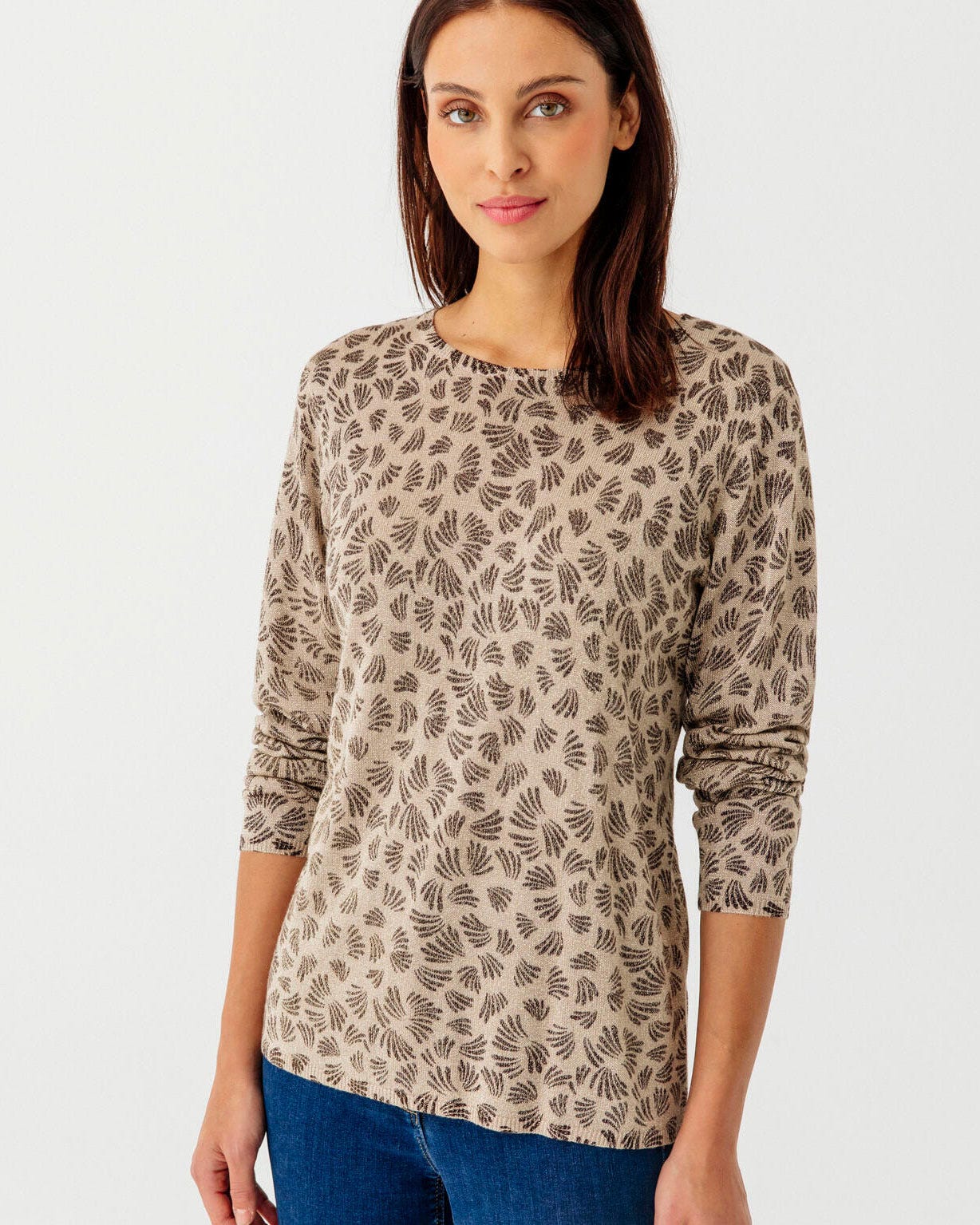 Pull imprimé maille brillante