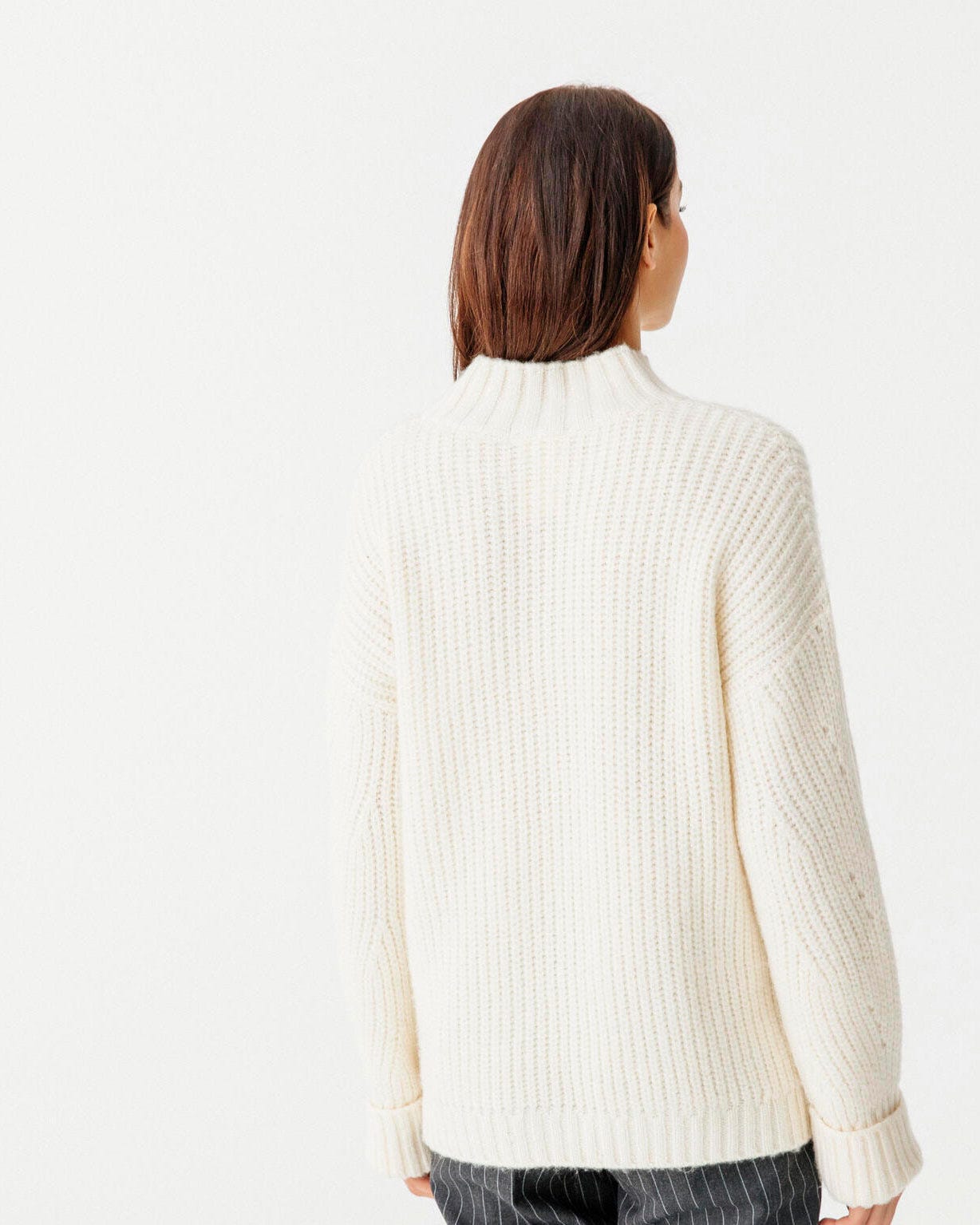 Pull maille épaisse col montant