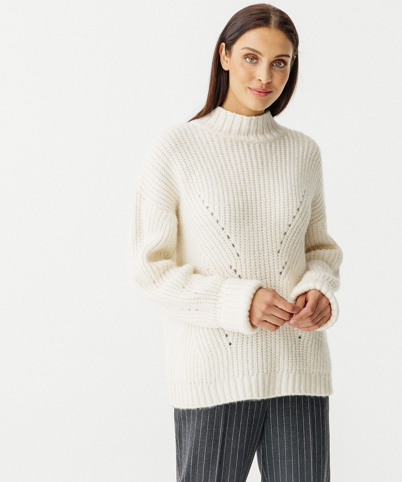 Pull maille épaisse col montant