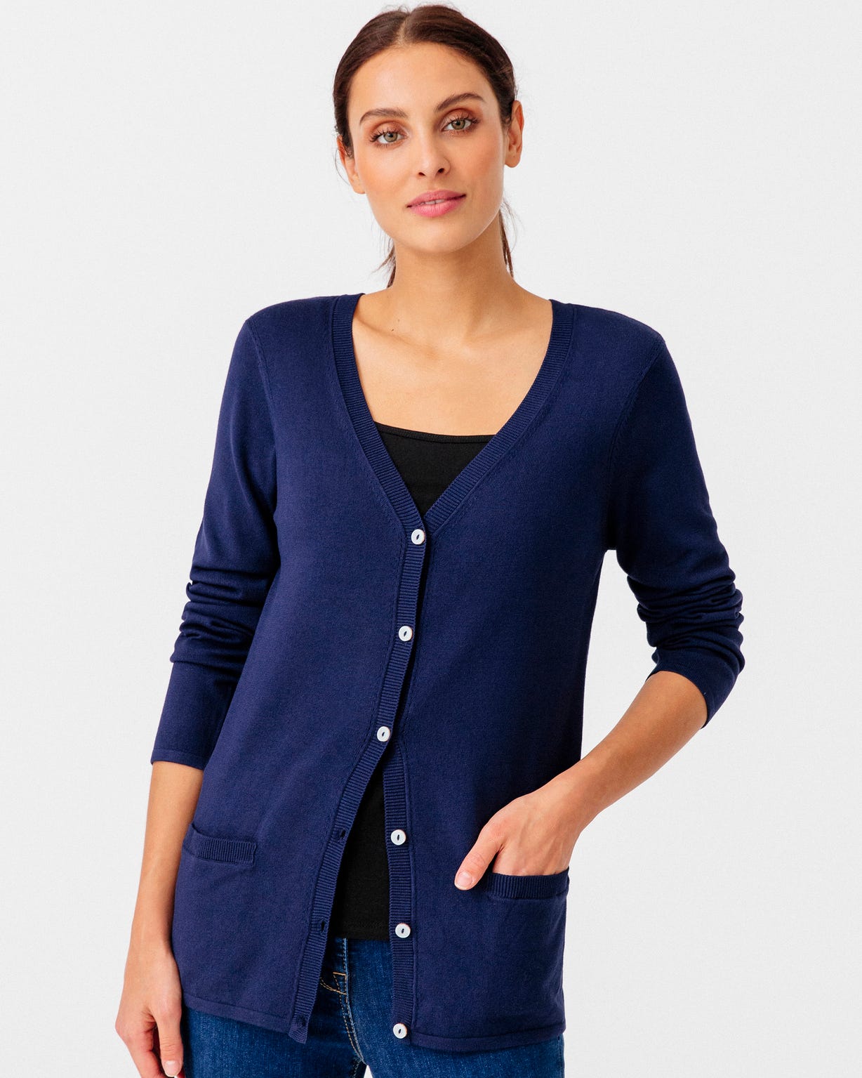 Gilet boutonné manches longues