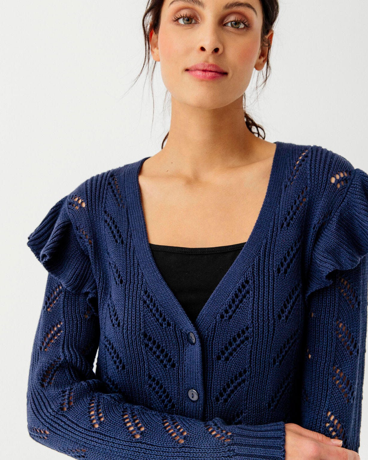 Gilet à volants, maille pointelle