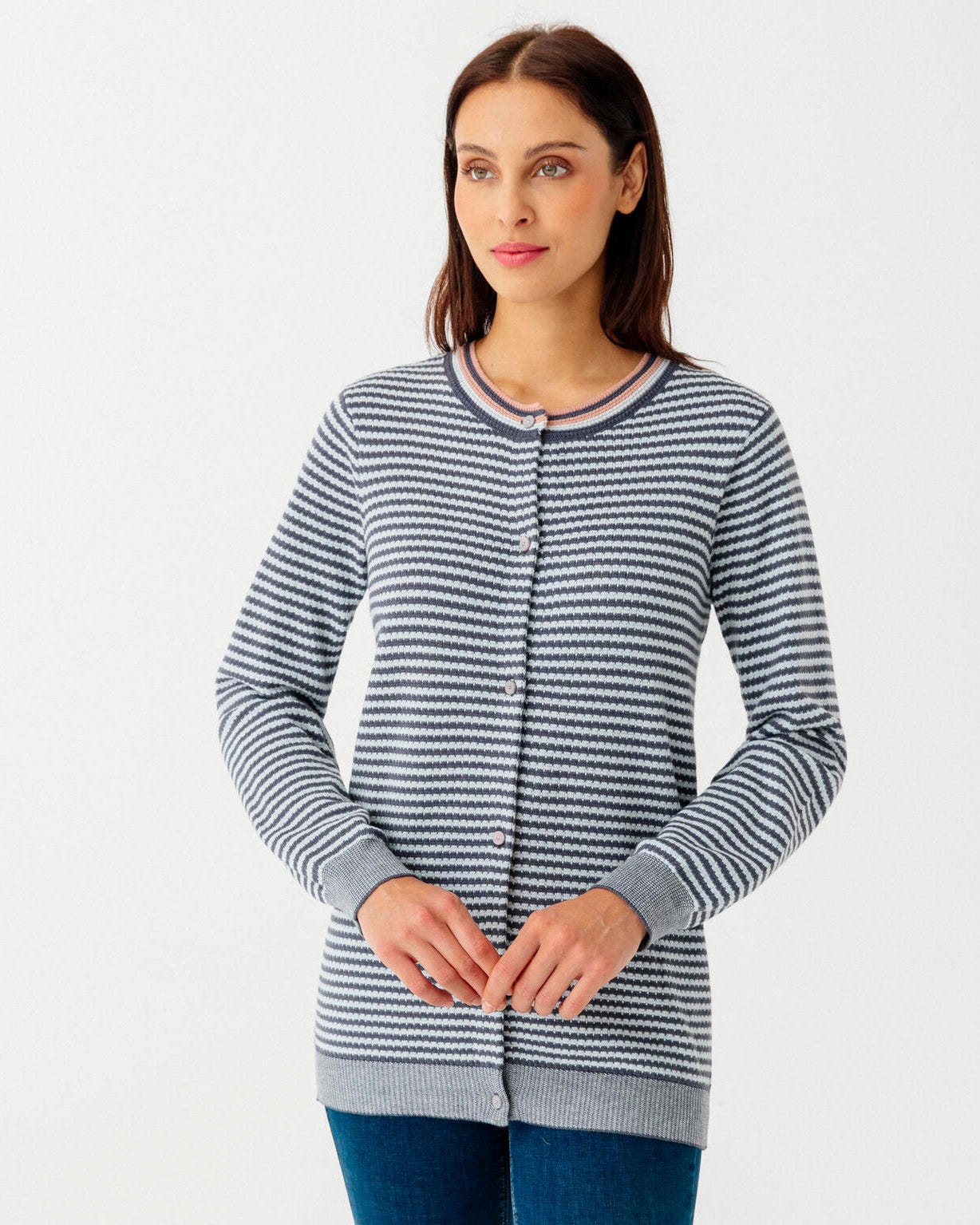 Cardigan rayé en maille