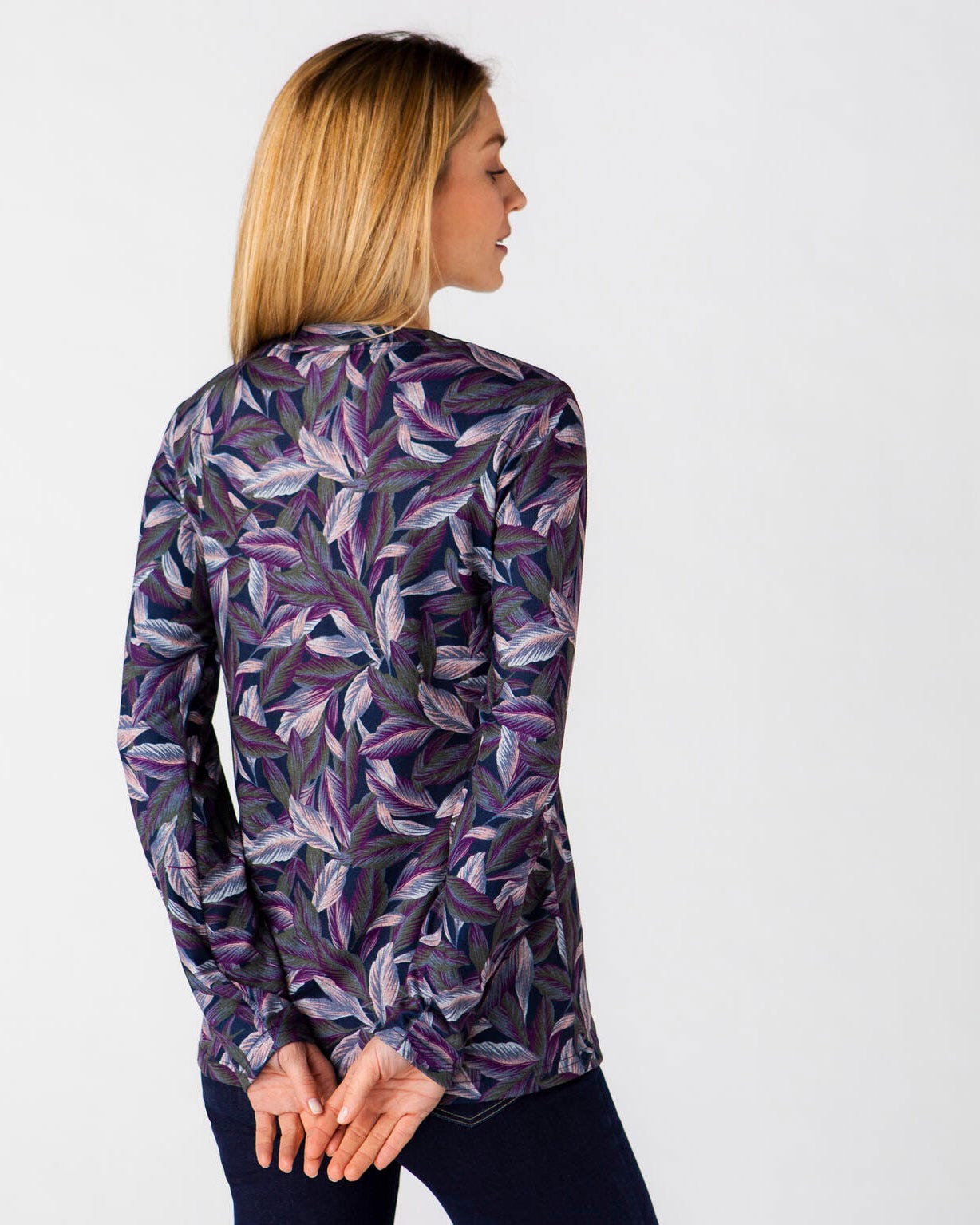 Tee-shirt maille chaude motif feuilles