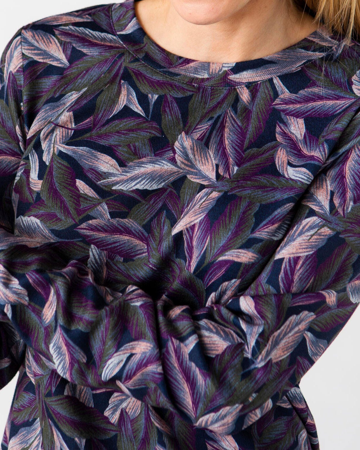 Tee-shirt maille chaude motif feuilles