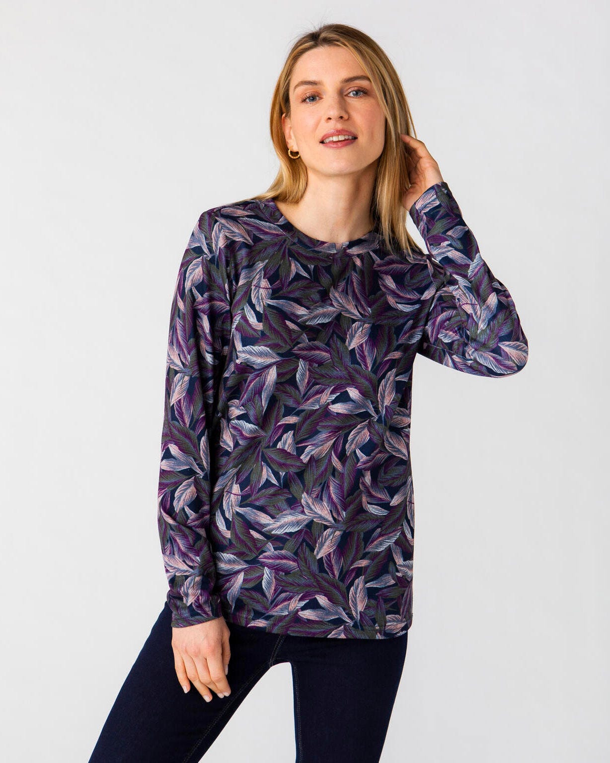 Tee-shirt maille chaude motif feuilles