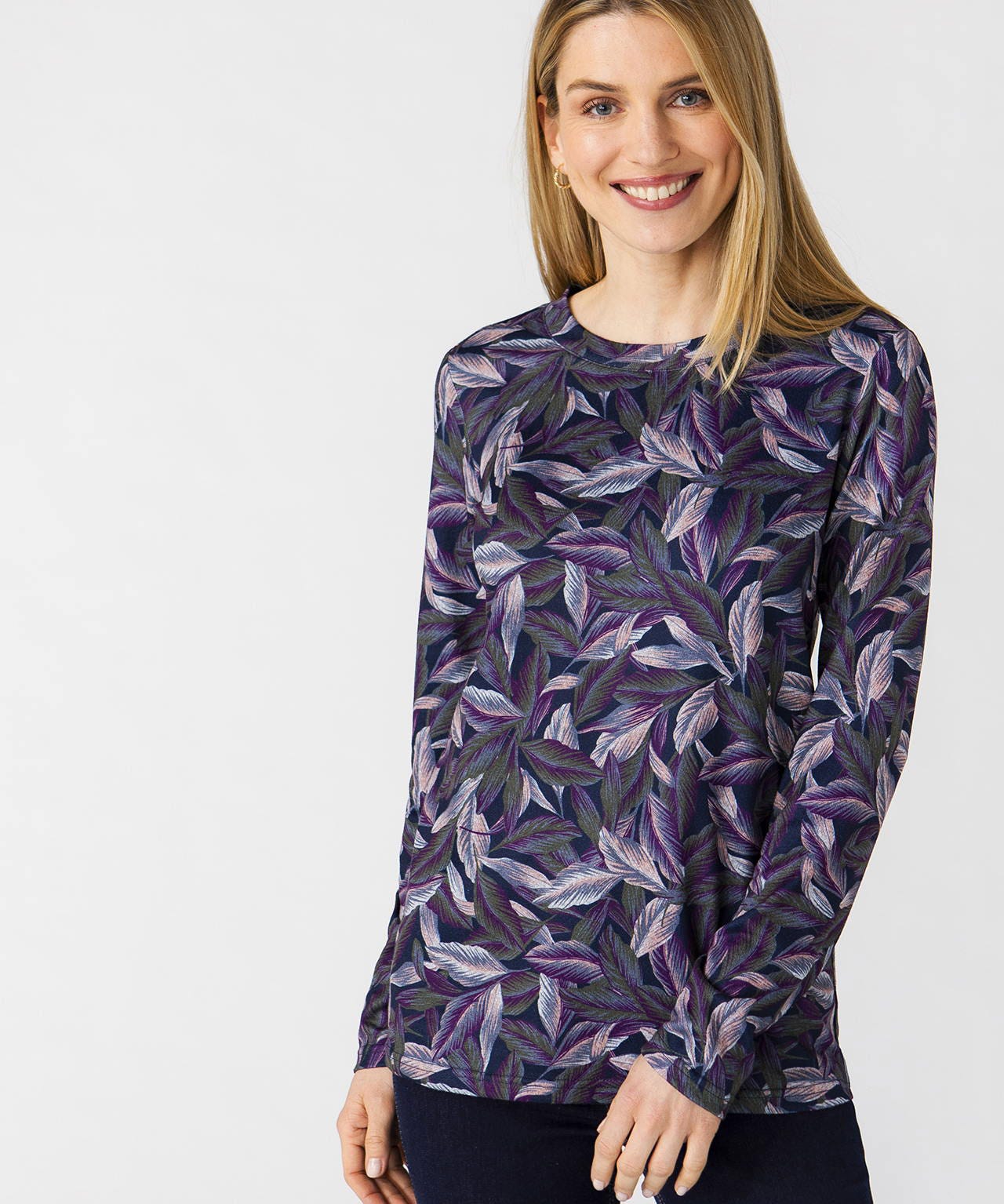 Tee-shirt maille chaude motif feuilles