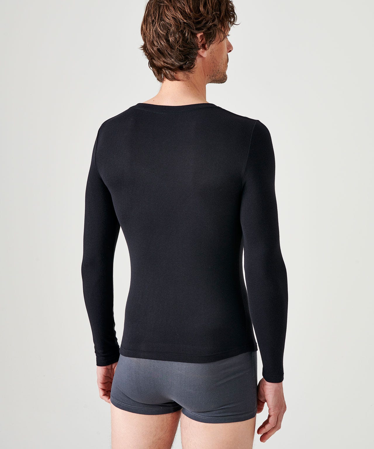 T-shirt col V manches longues fine côte Thermolactyl Sensitive