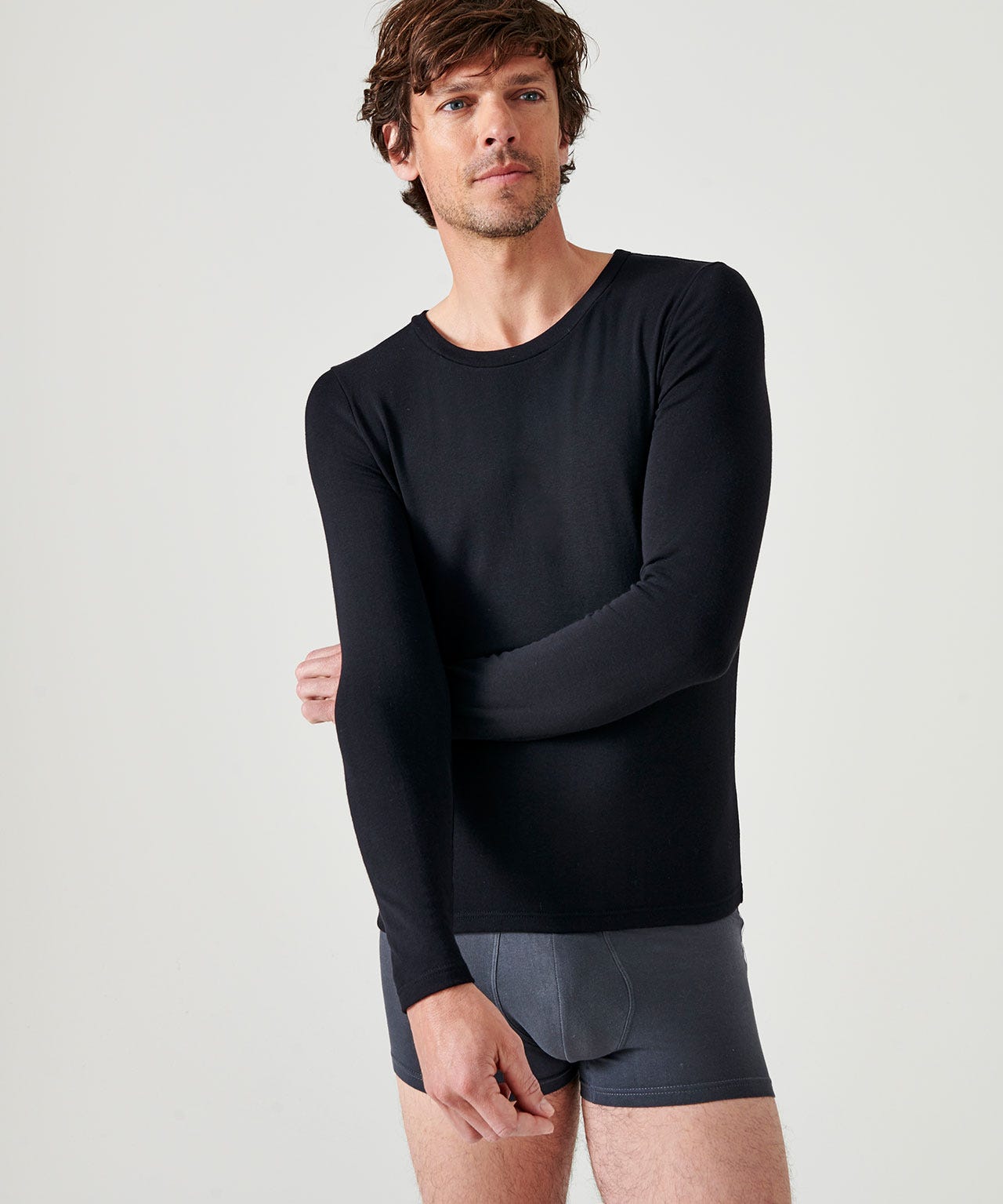 T-shirt col rond manches longues fine côte Thermolactyl Sensitive