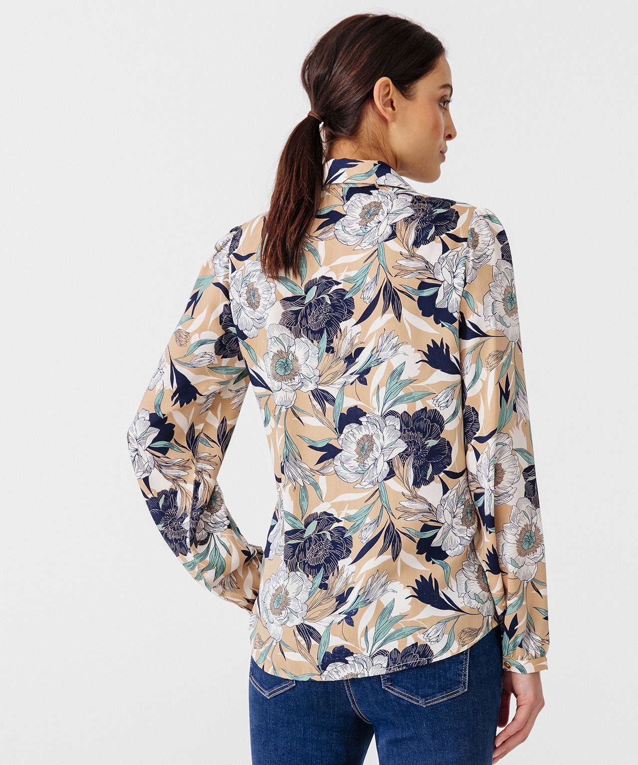 Chemisier toucher soyeux fleuri