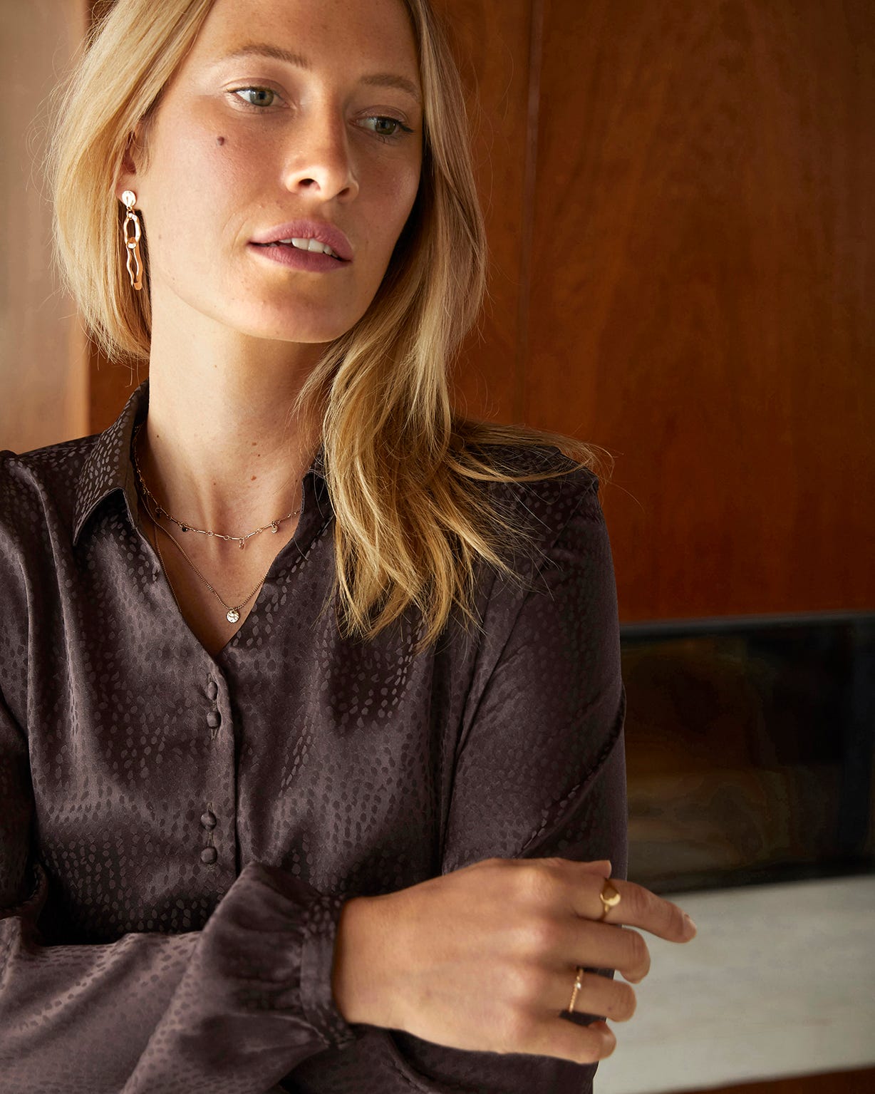 Chemisier jacquard satin