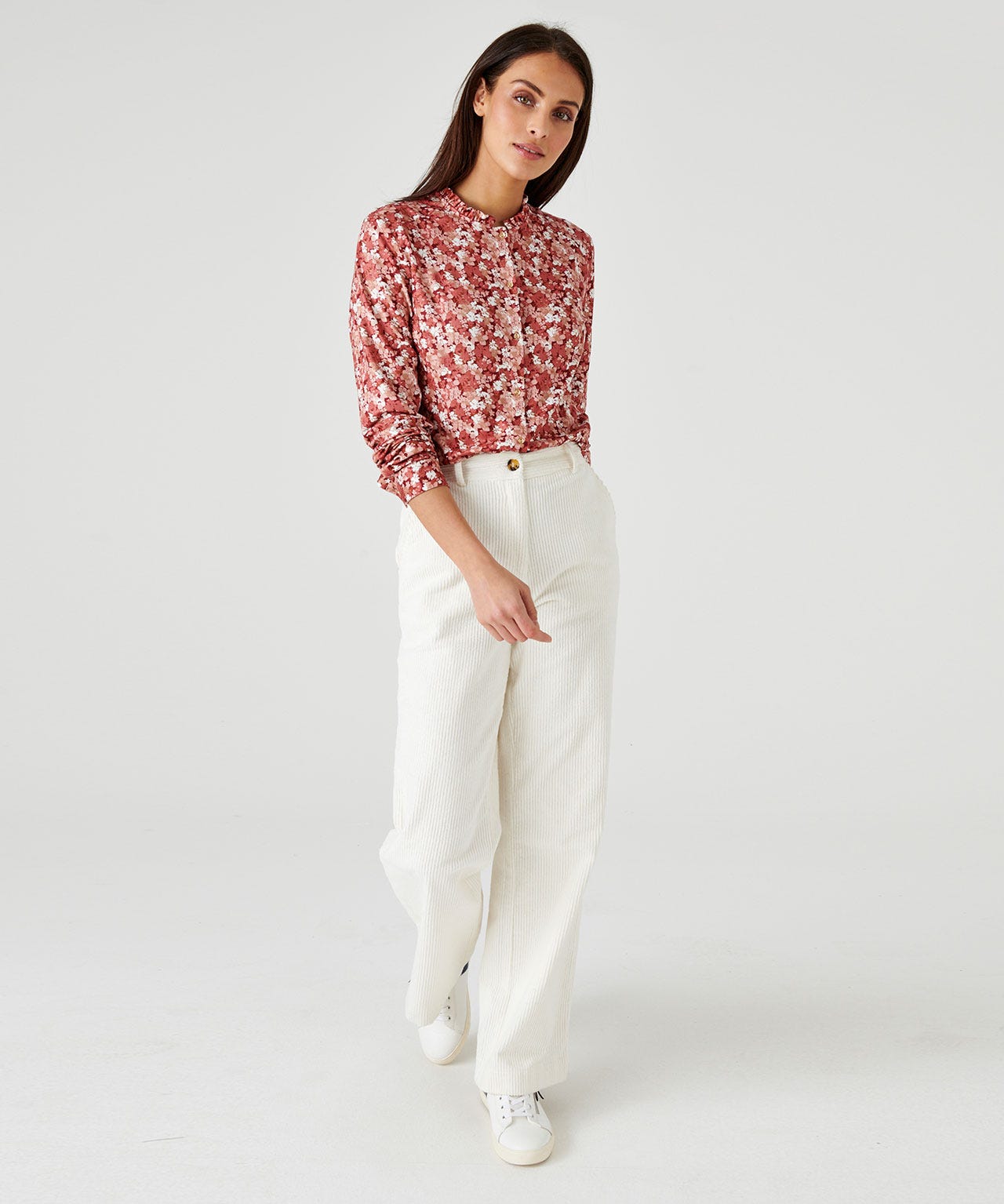 Chemisier maille chaude à volants