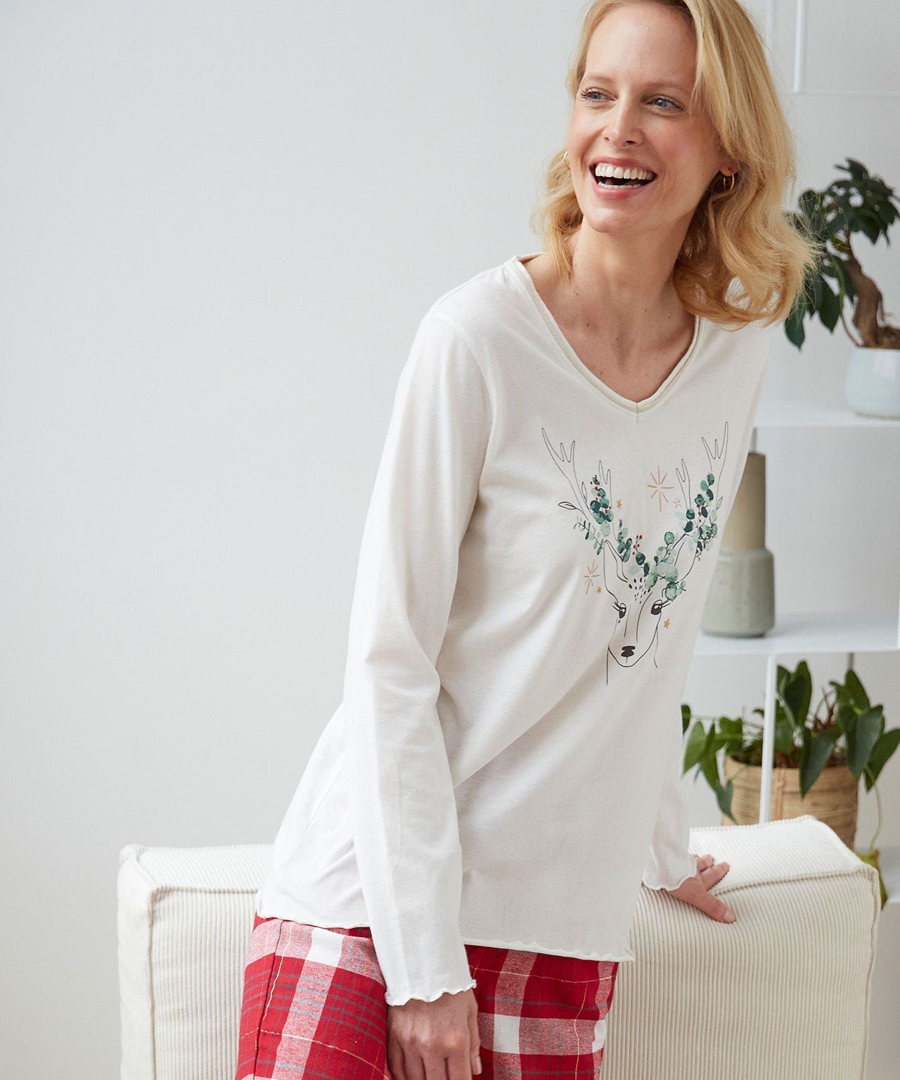 T-shirt de pyjama maille jersey émerisée 