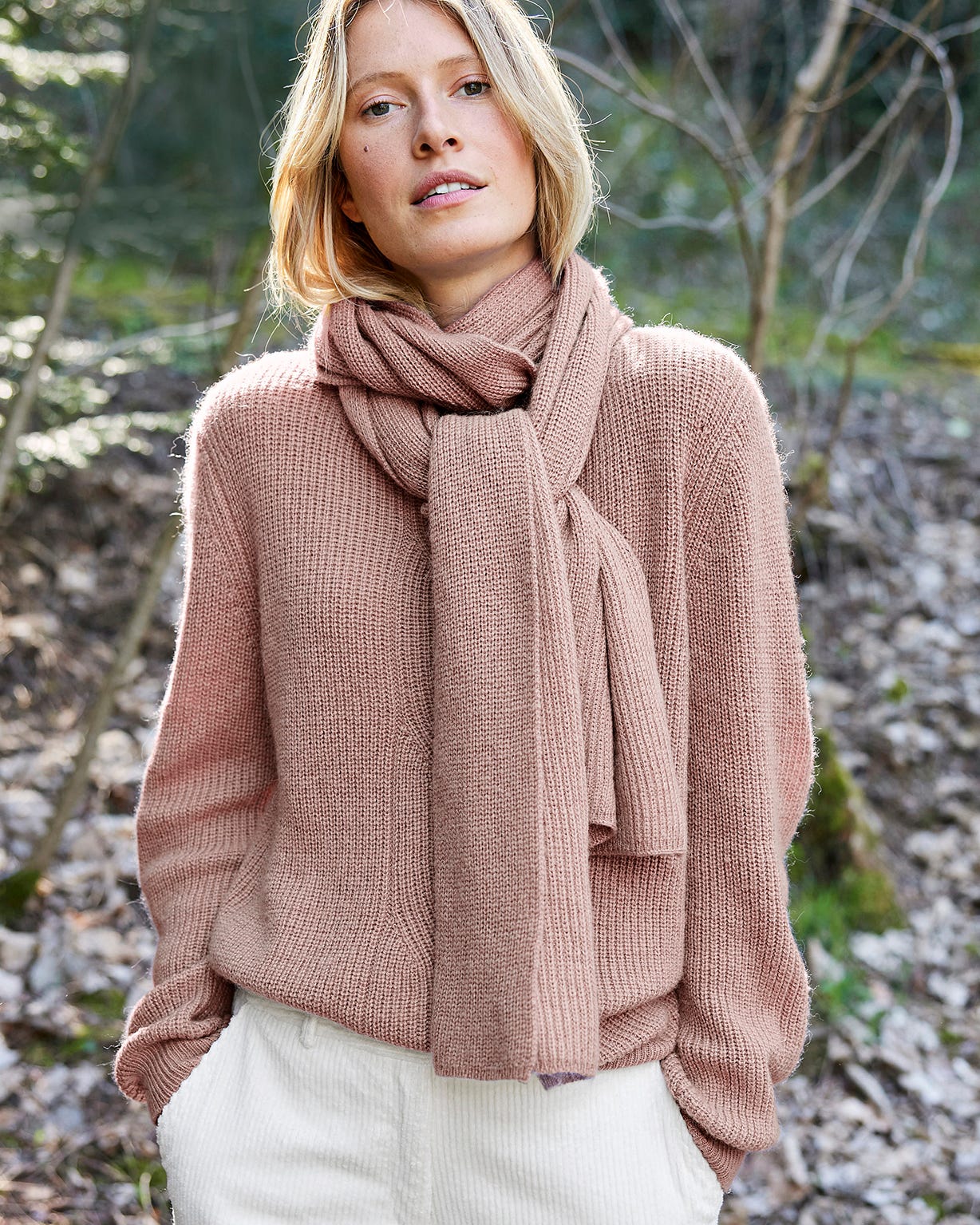 Écharpe maille côtelée