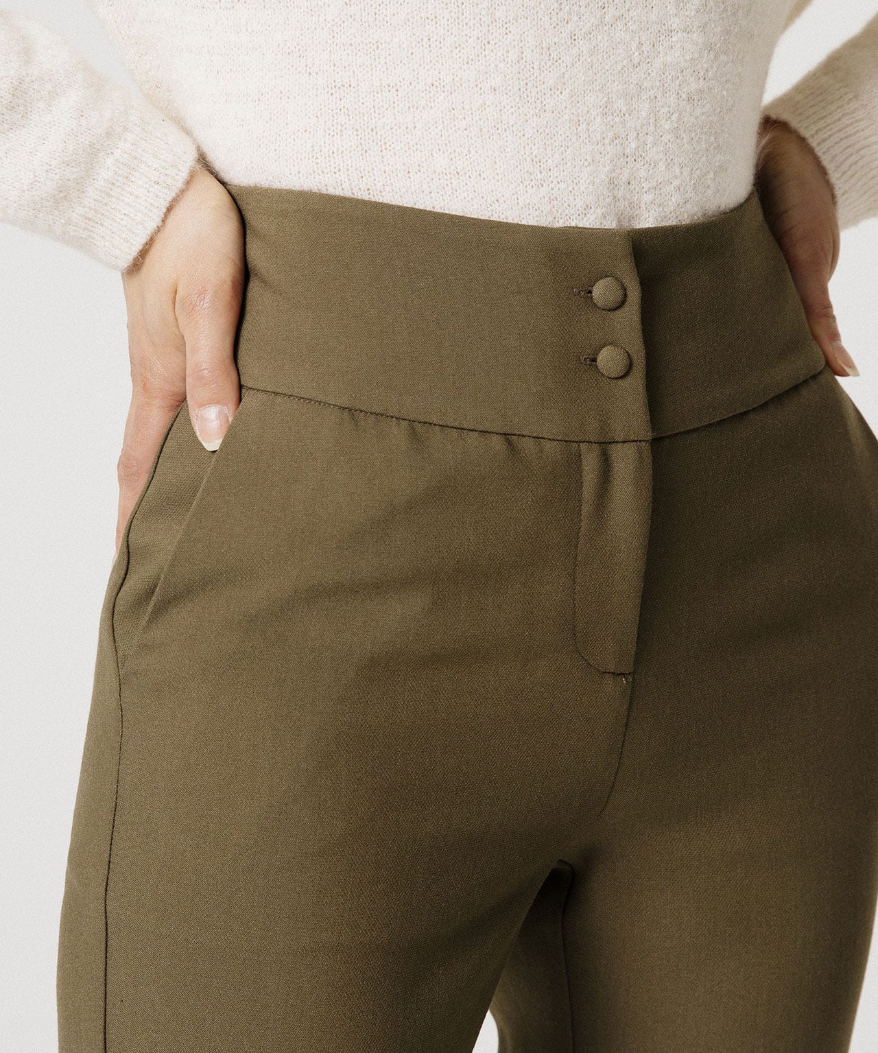 Pantalon crêpe taille haute