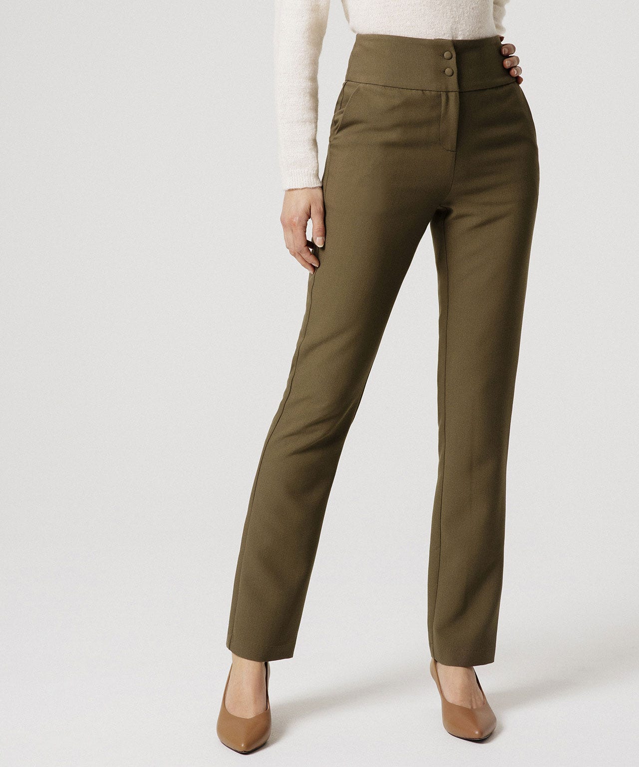 Pantalon crêpe taille haute