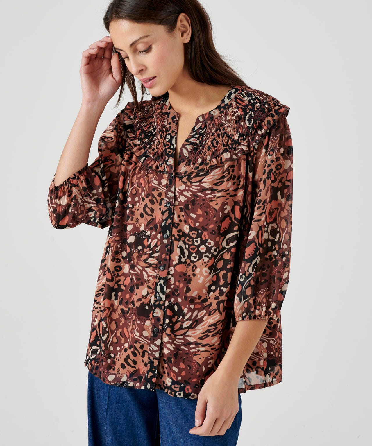 Chemisier voile imprimé animalier