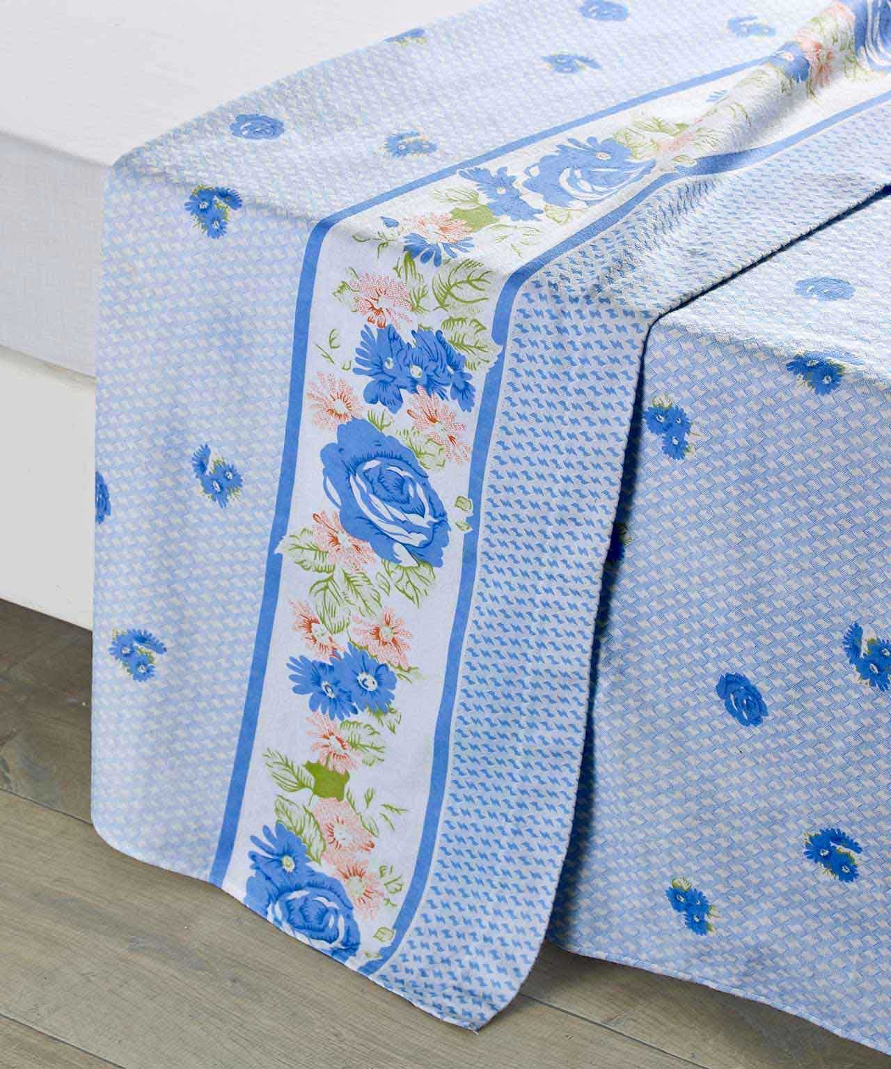 Drap plat pur coton imprimé.