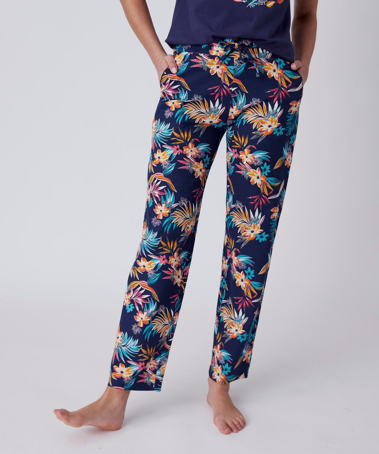 Pantalon de pyjama maille jersey pur coton peigné, toucher doux