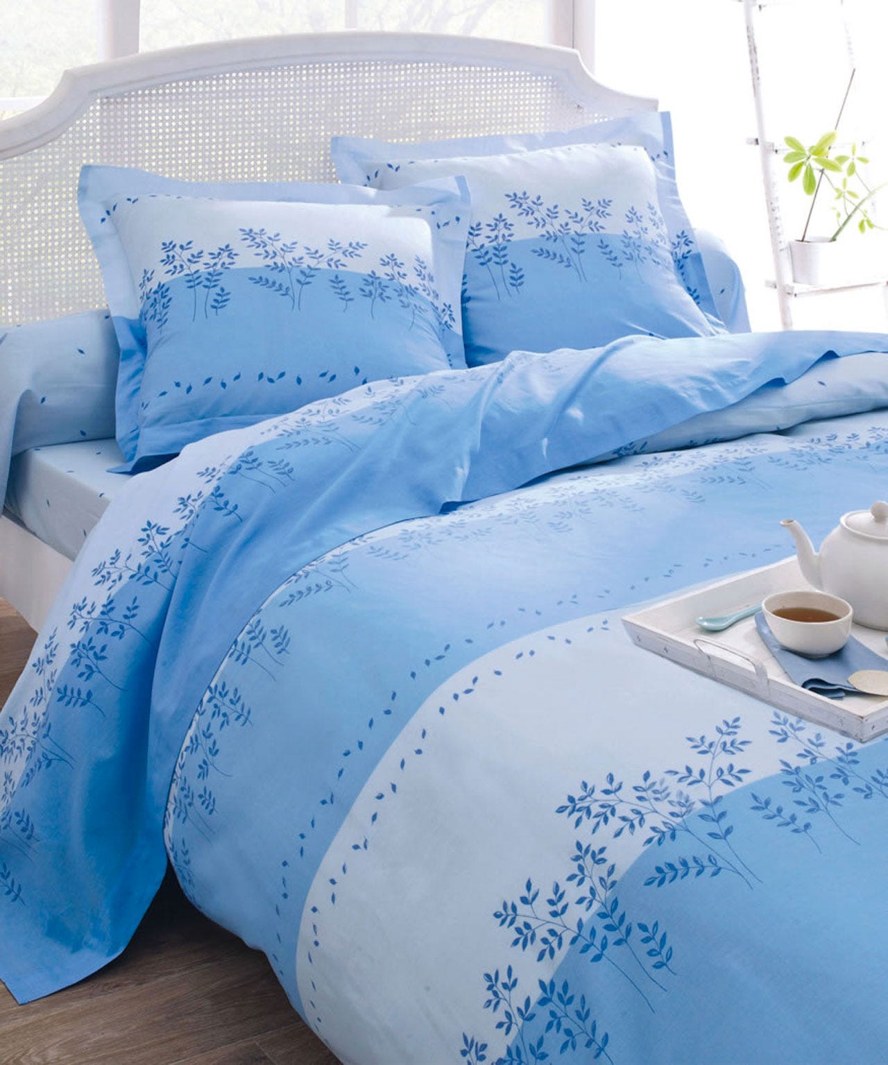 Housse de couette pur coton Bleuets