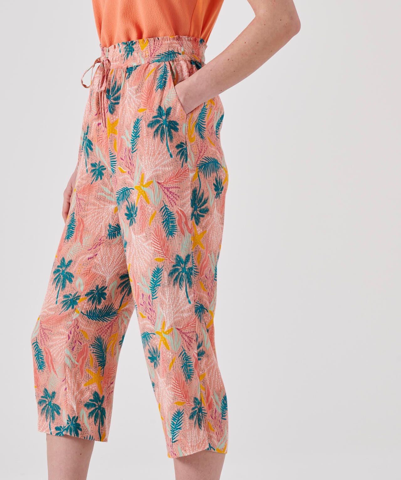 Pantacourt crépon imprimé