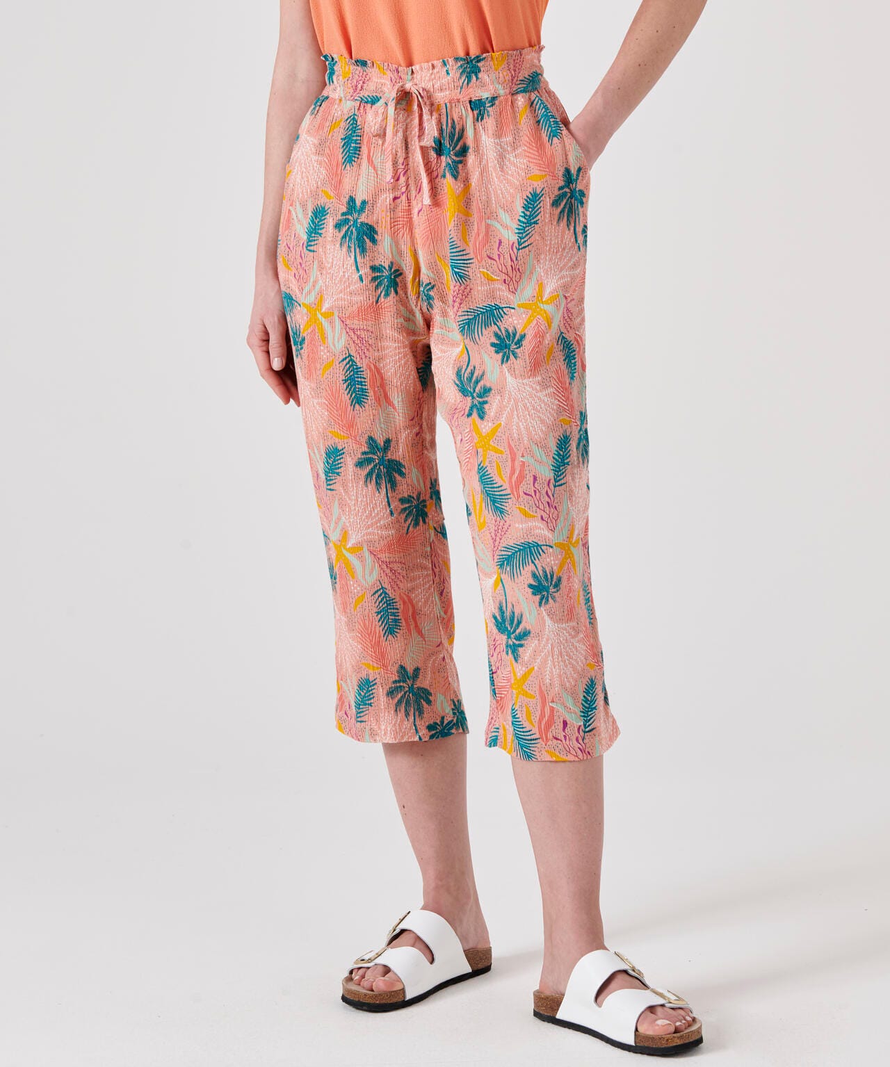 Pantacourt crépon imprimé