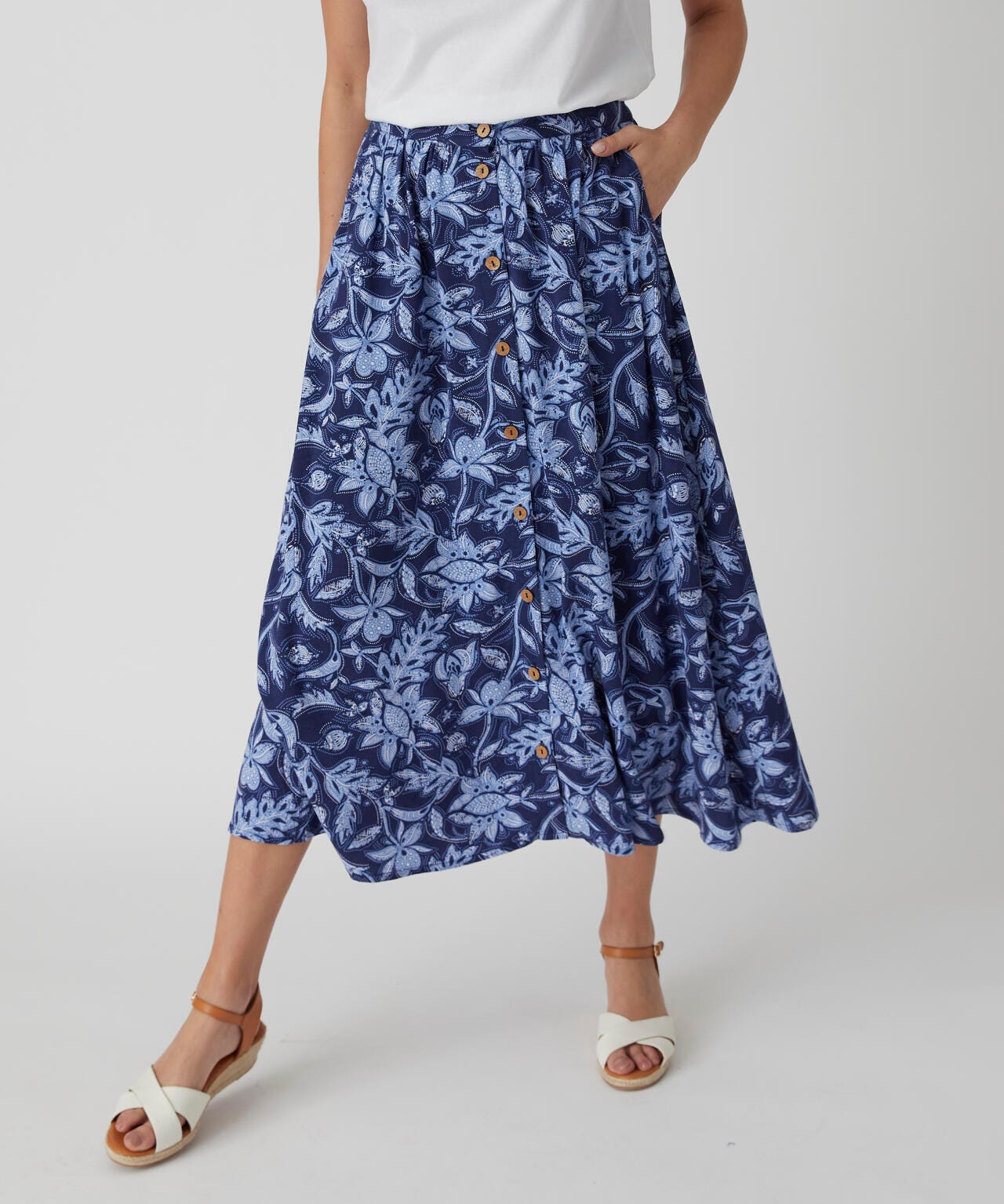 Jupe fluide boutonnée