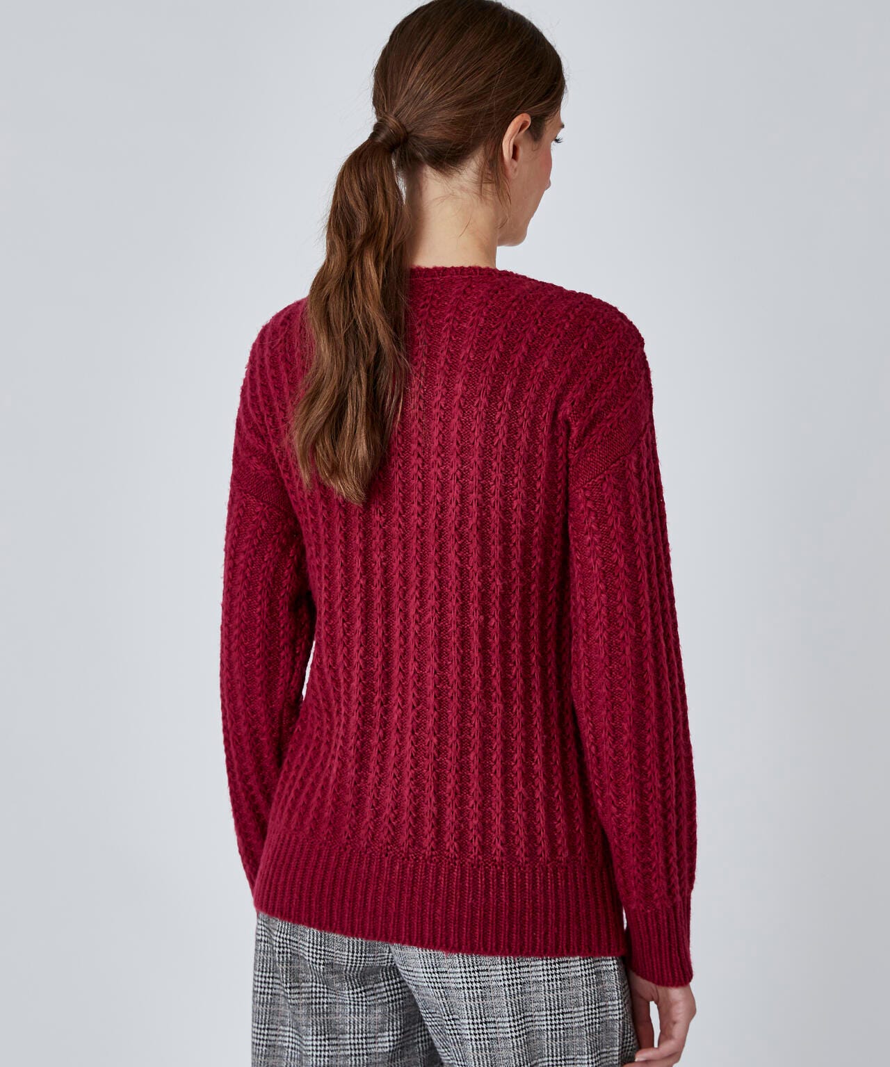 Pull maille fantaisie col rond