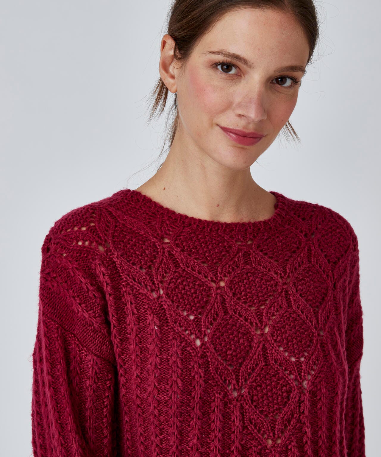 Pull maille fantaisie col rond