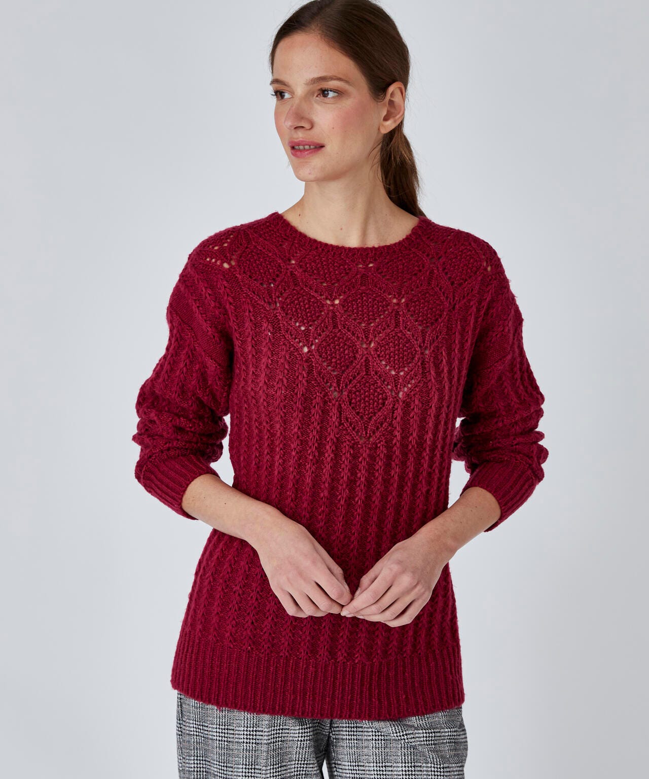 Pull maille fantaisie col rond