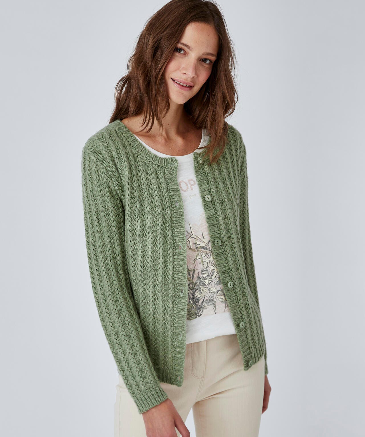 Cardigan boutonné maille fantaisie