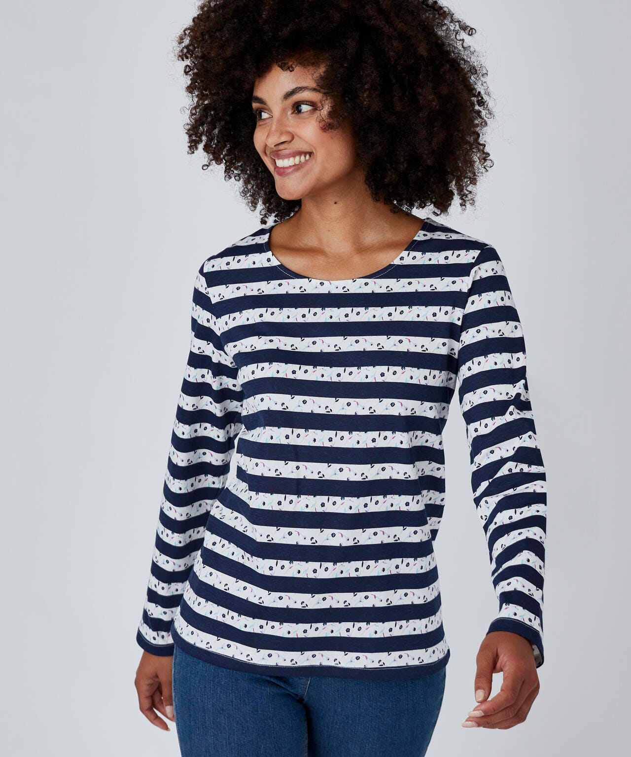 Tee-shirt rayures et fleurs