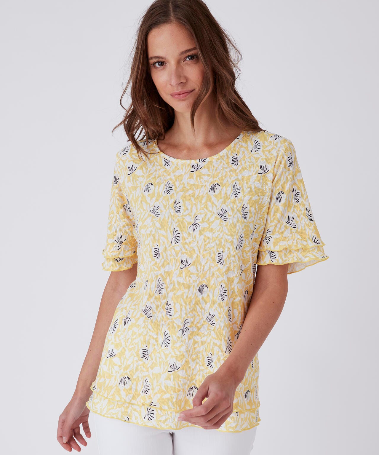 Tee-shirt maille plissée esprit volants