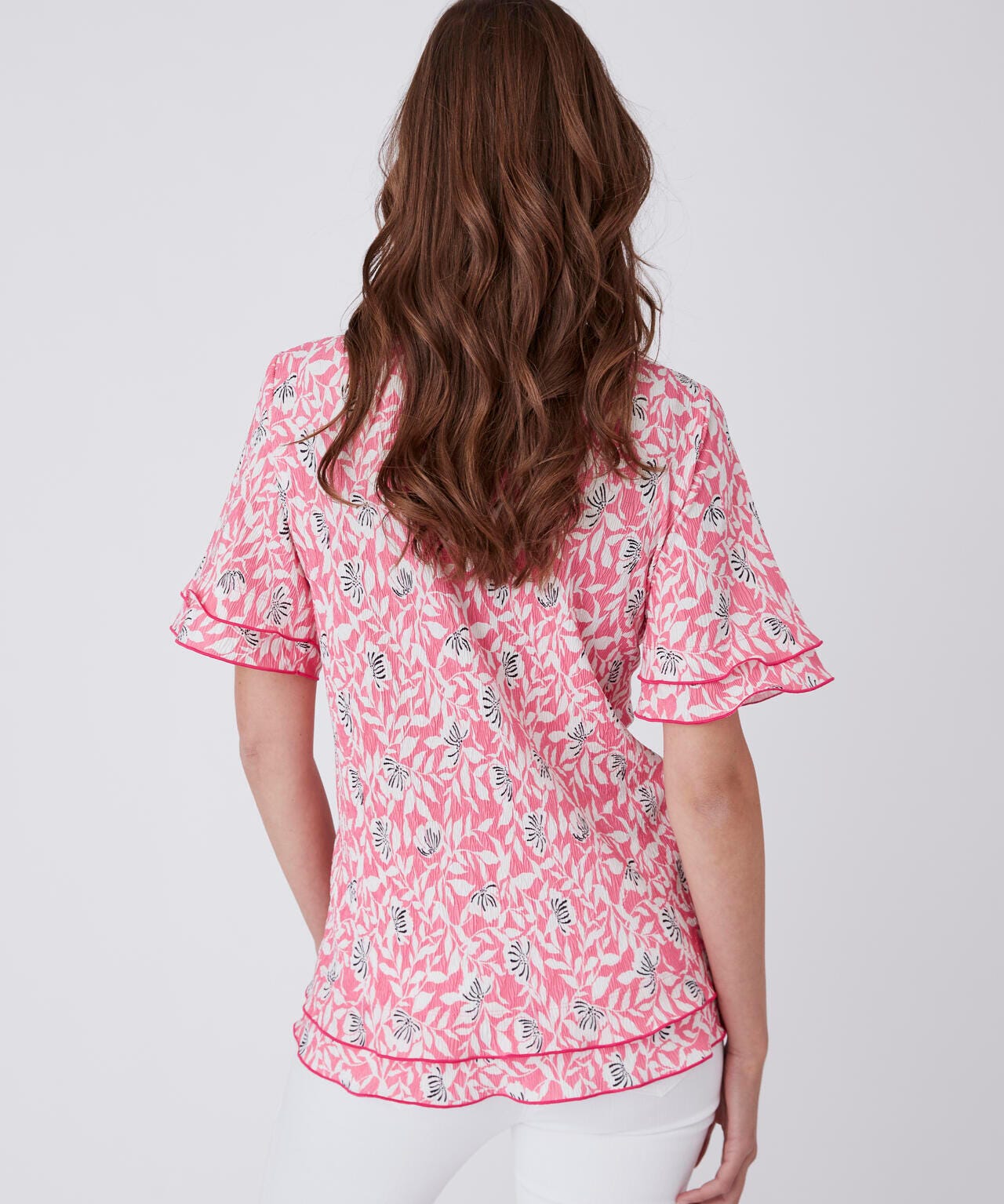 Tee-shirt maille plissée esprit volants