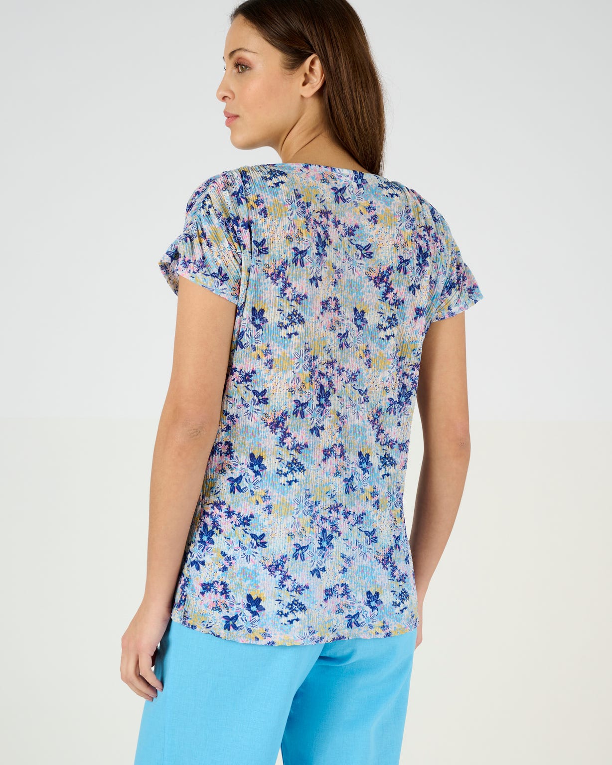 Tee-shirt résille imprimé fleurs