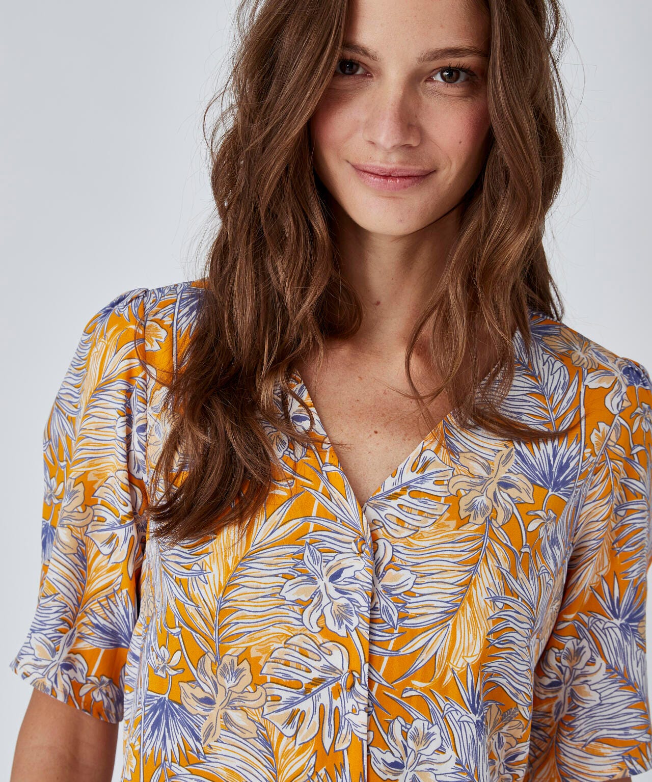 Chemisier crêpe manches bouffantes