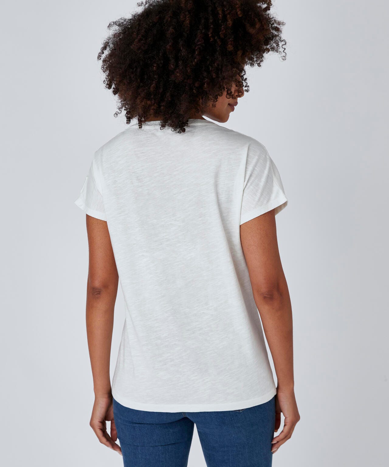 Tee-shirt coton flammé brodé