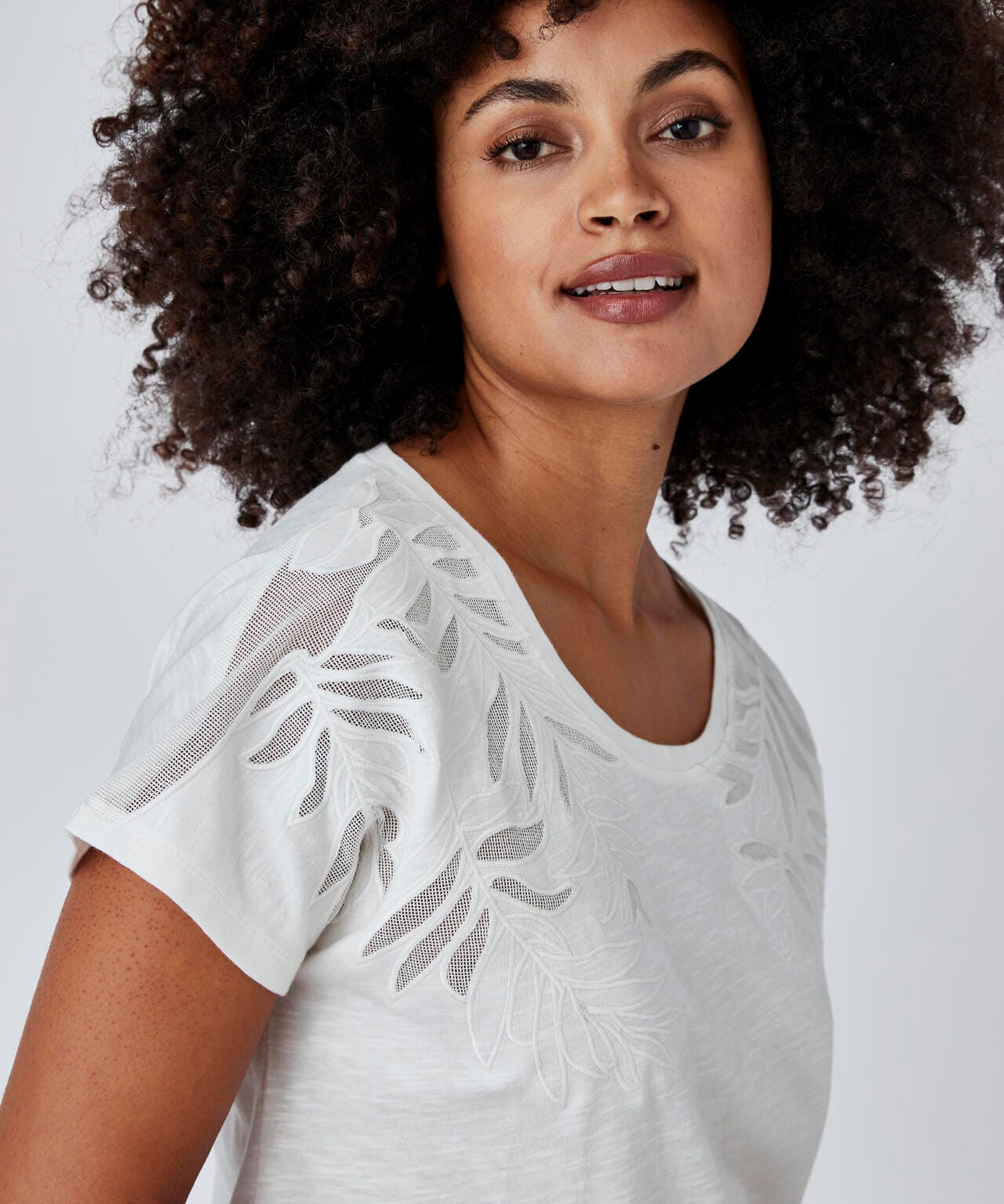 Tee-shirt coton flammé brodé