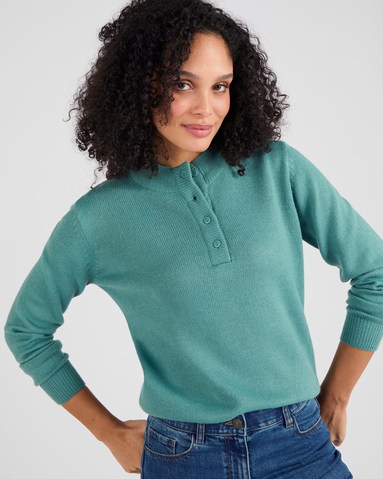 Pull col montant boutonné