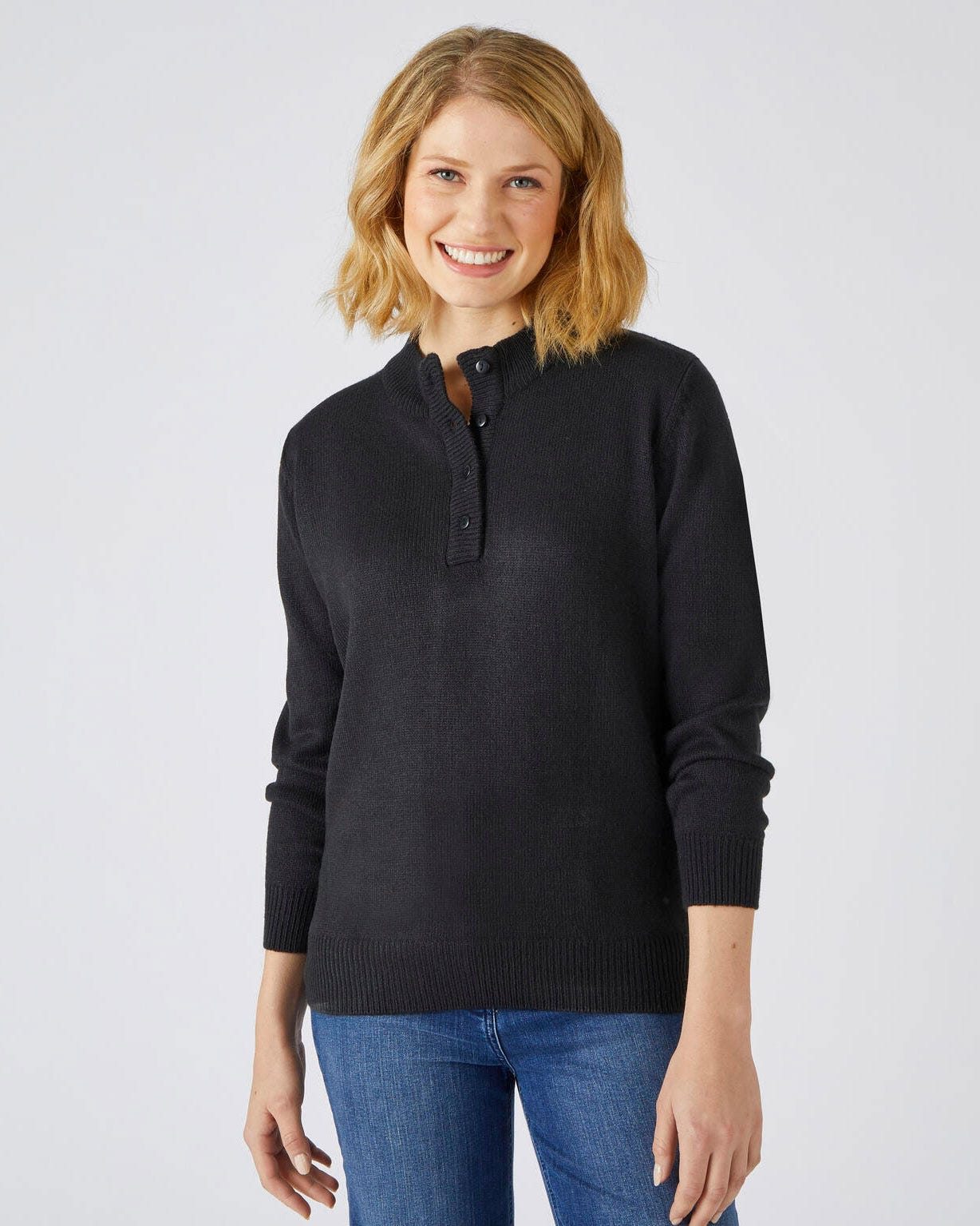 Pull col montant boutonné