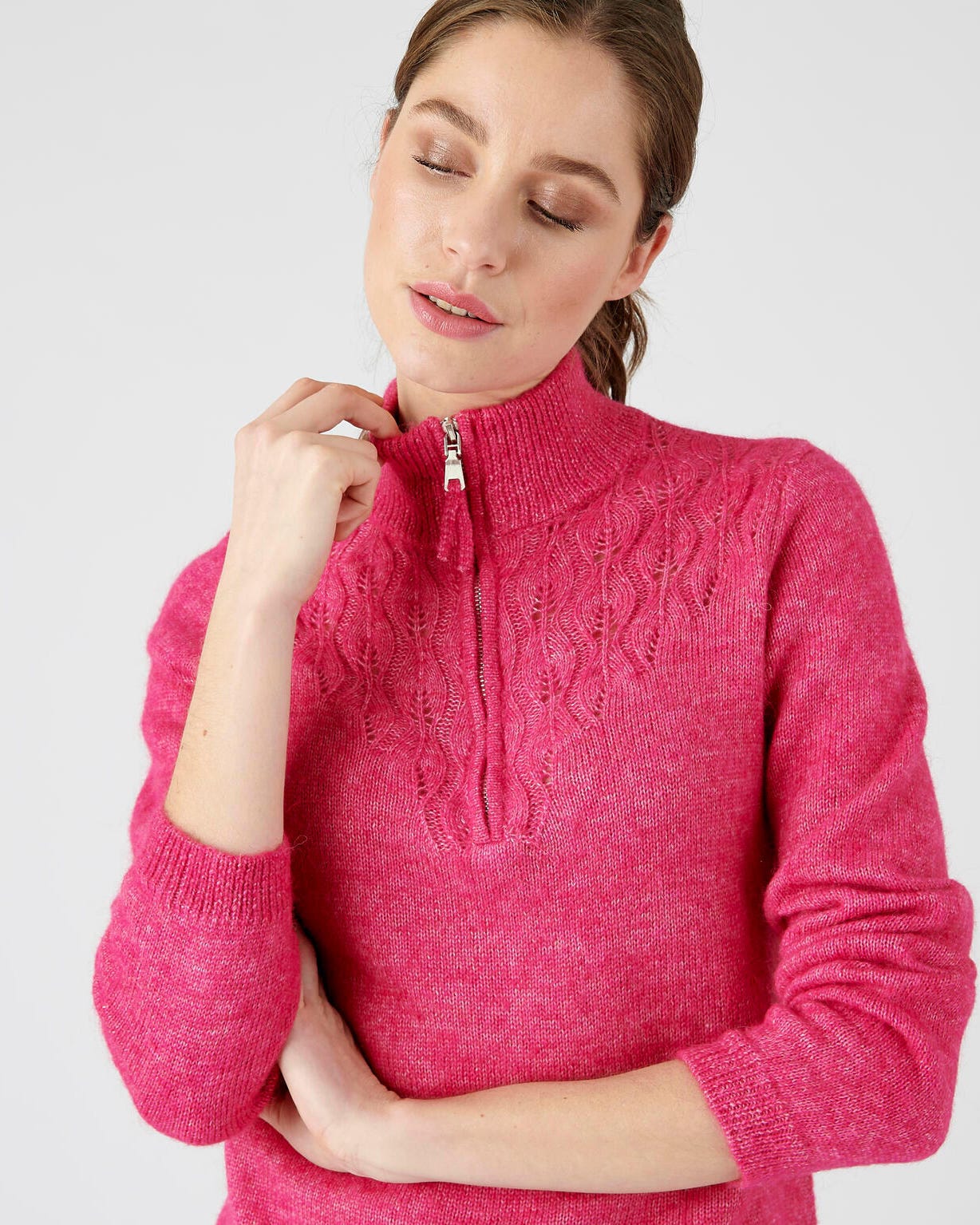 Pull col zippé mélange alpaga