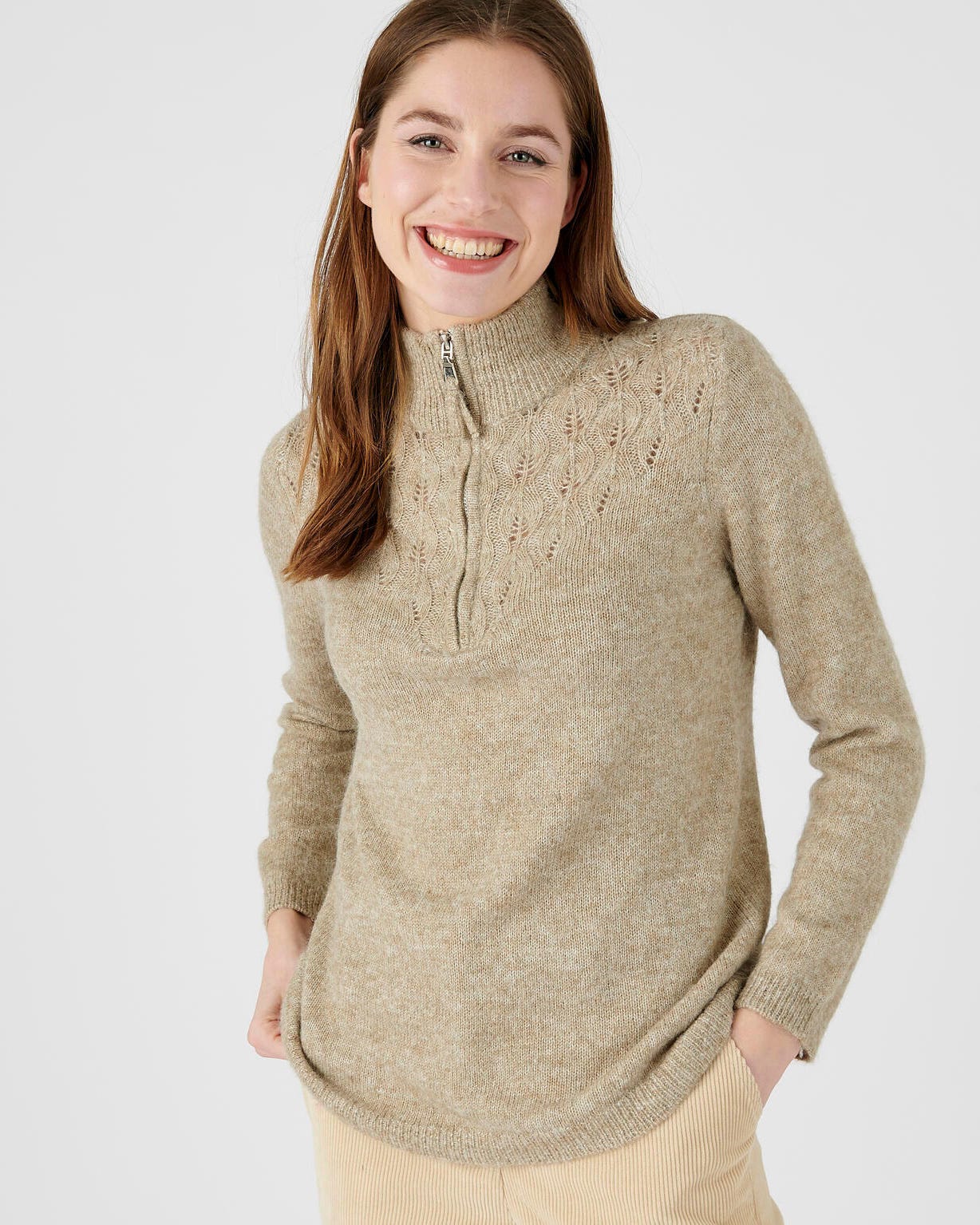 Pull col zippé mélange alpaga