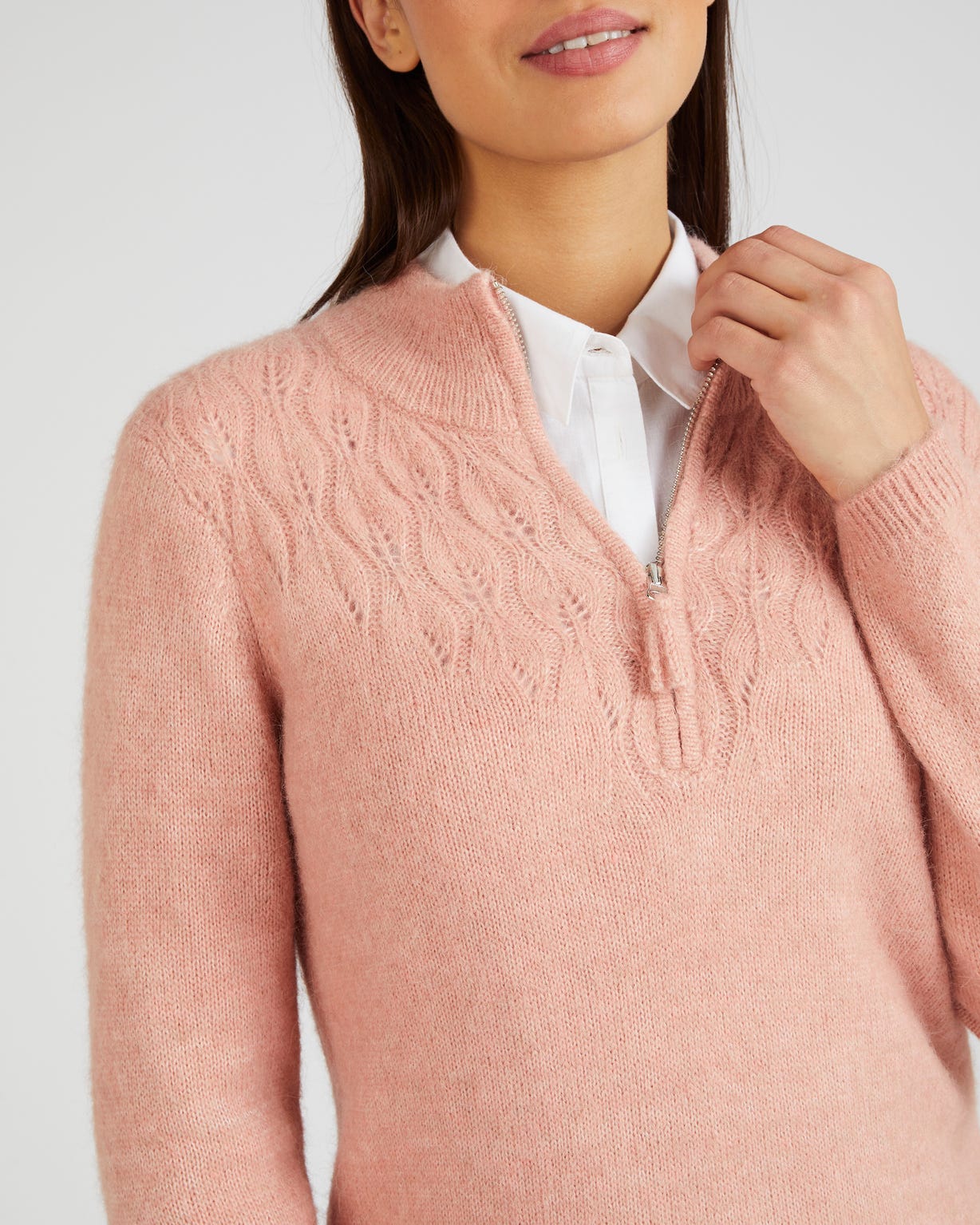 Pull col zippé mélange alpaga